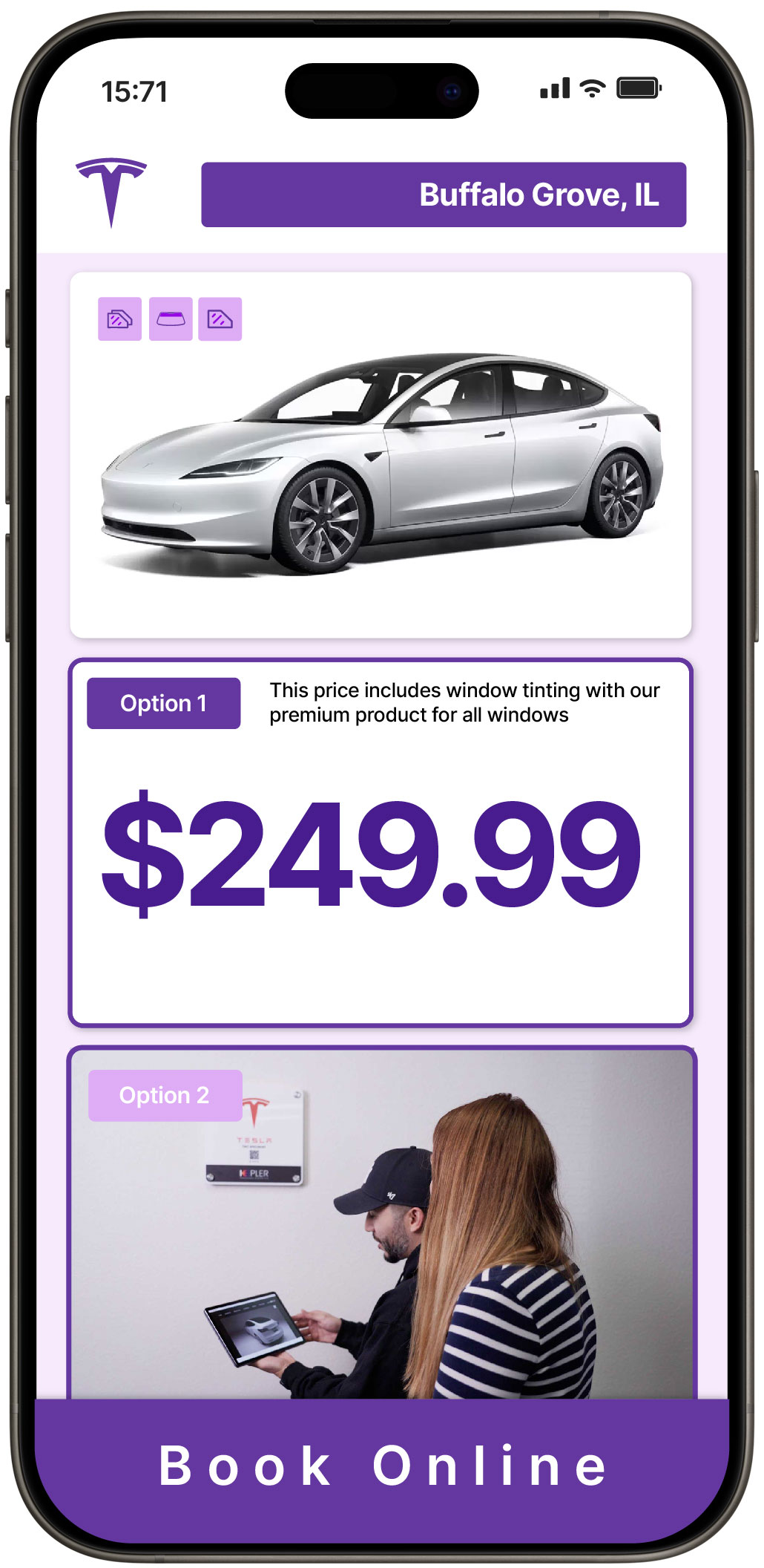 View Reasonable Tesla Window Tinting Prices in Buffalo Grove, Illinois