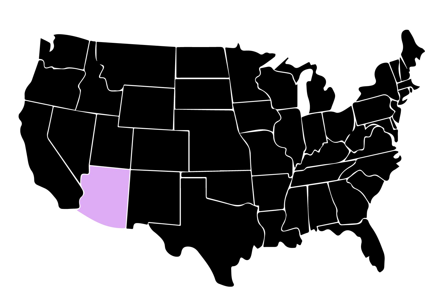 Map Showing Position of Kepler Home Window Tinters in Sahuarita, Arizona with Purple Highlight on the State