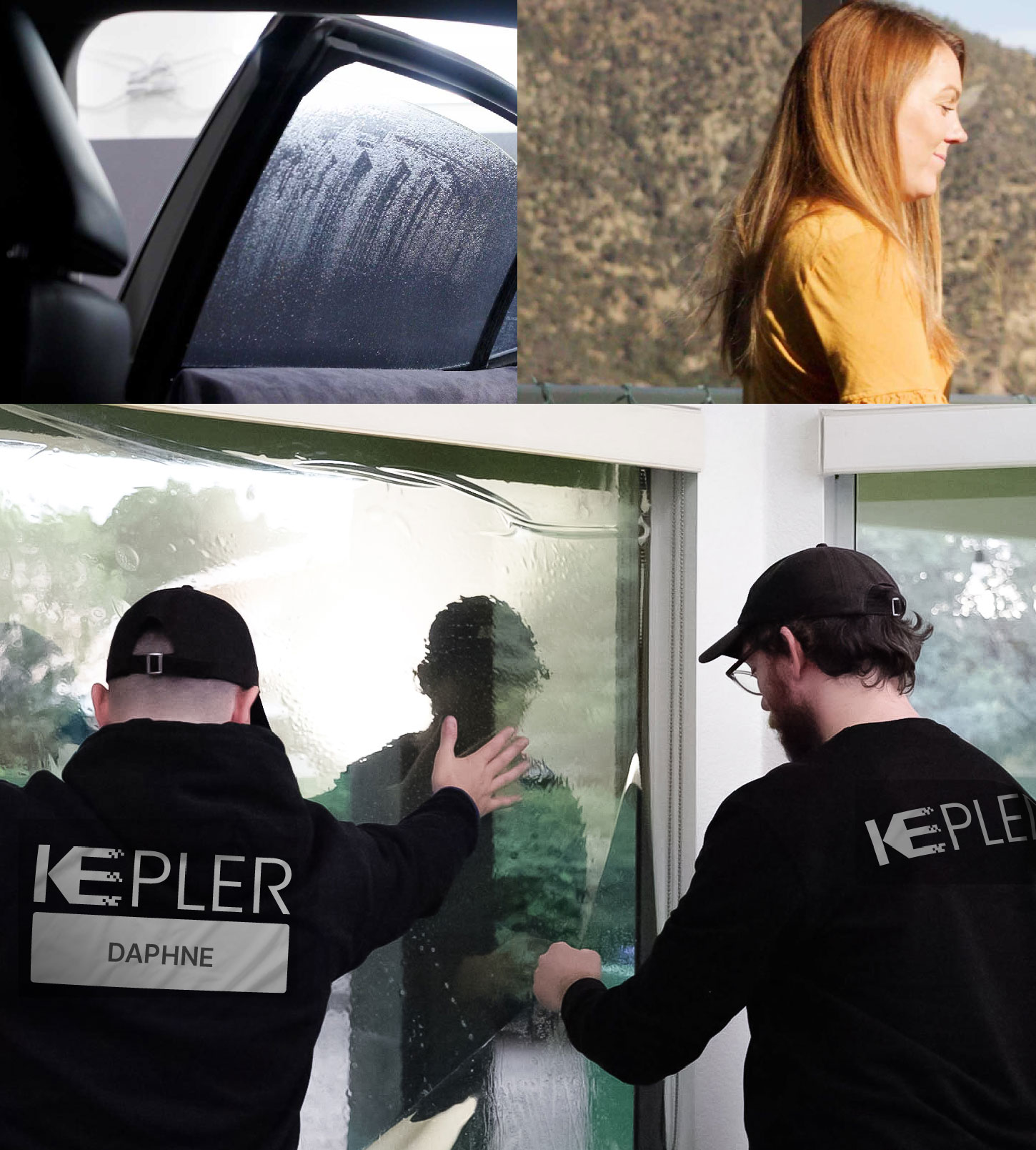 Expert Technician Applying High-tech Window Tint to Home in Daphne