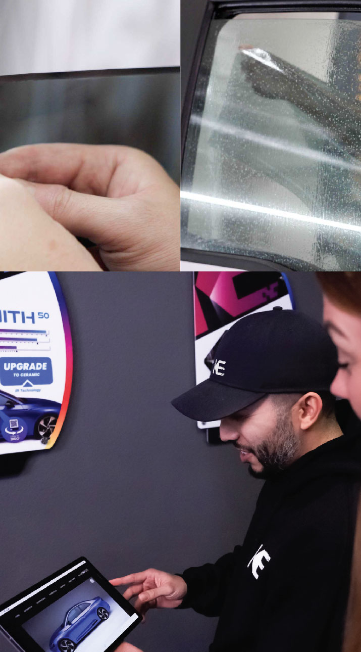 Kepler Dealer Showing Car Window Film Options to Customer in South Milwaukee, Wisconsin