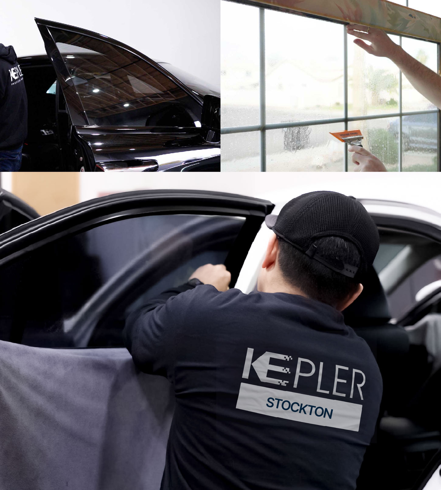 Automotive Window Tinting Expert Applying Film in Stockton, California