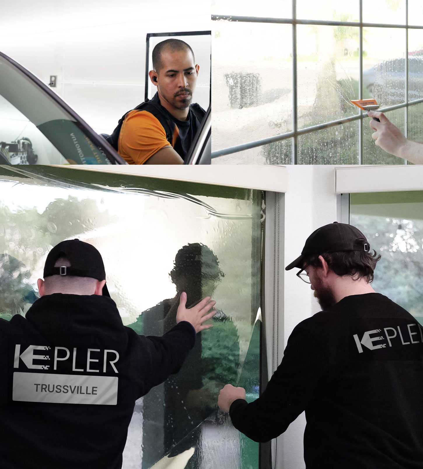 Kepler Technician Installing Advanced Window Tint to Home in Trussville