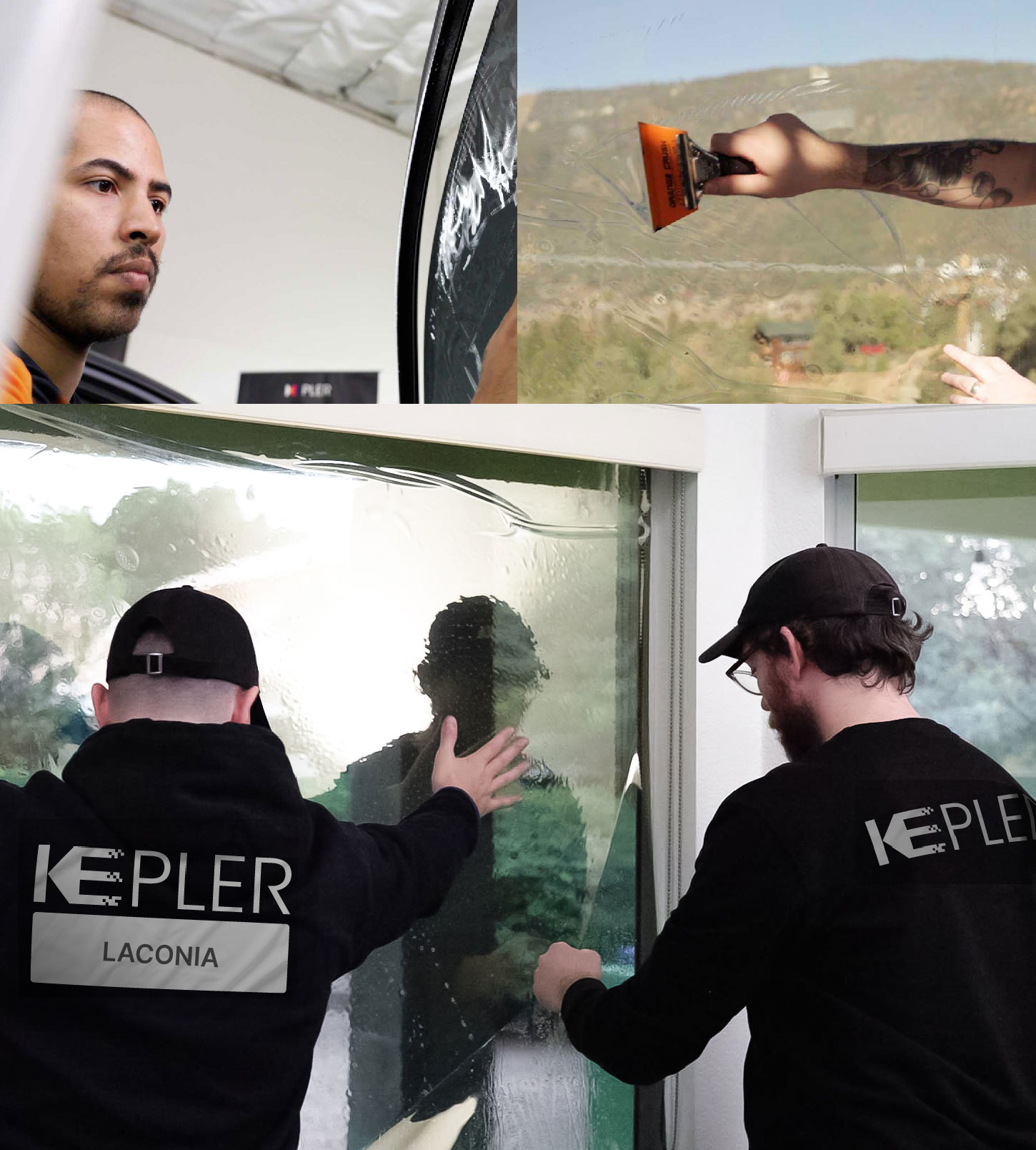 Kepler Technician Fitting High-tech Window Tint to Home in Laconia