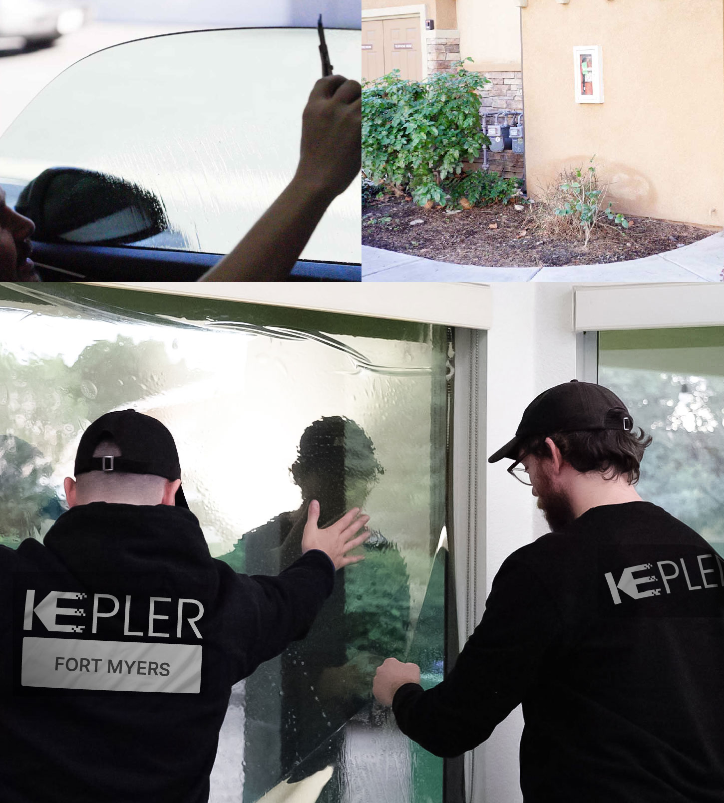 Expert Technician Fitting Advanced Window Tint to Home in Fort Myers