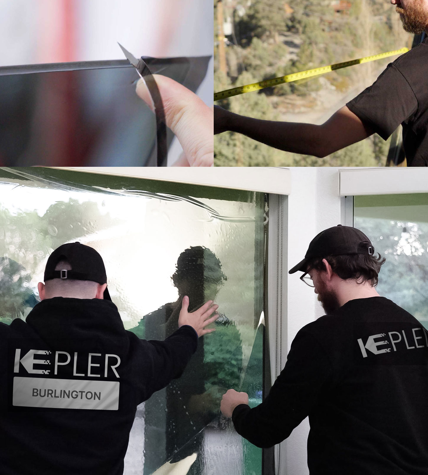Kepler Technician Fitting Ceramic Window Tint to Home in Burlington