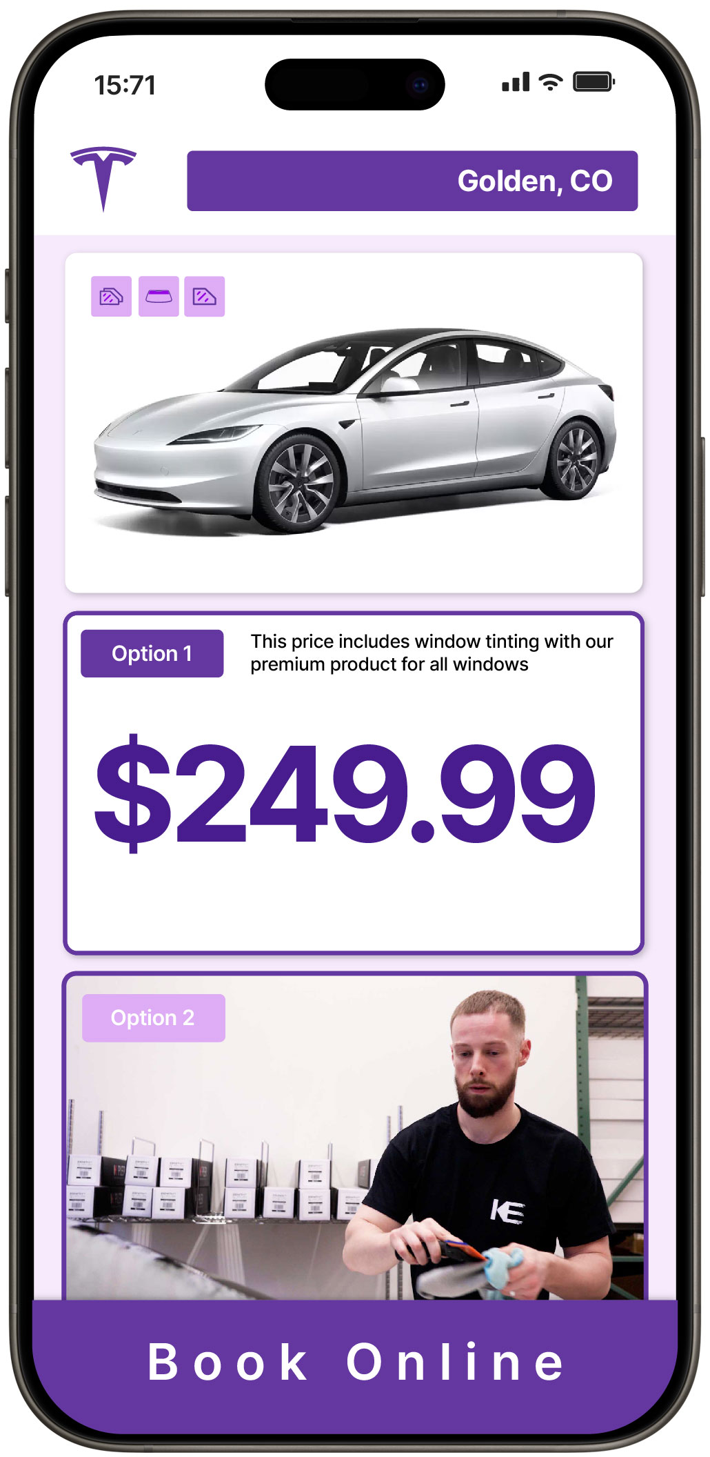 View Reasonable Tesla Window Tinting Rates in Golden, Colorado