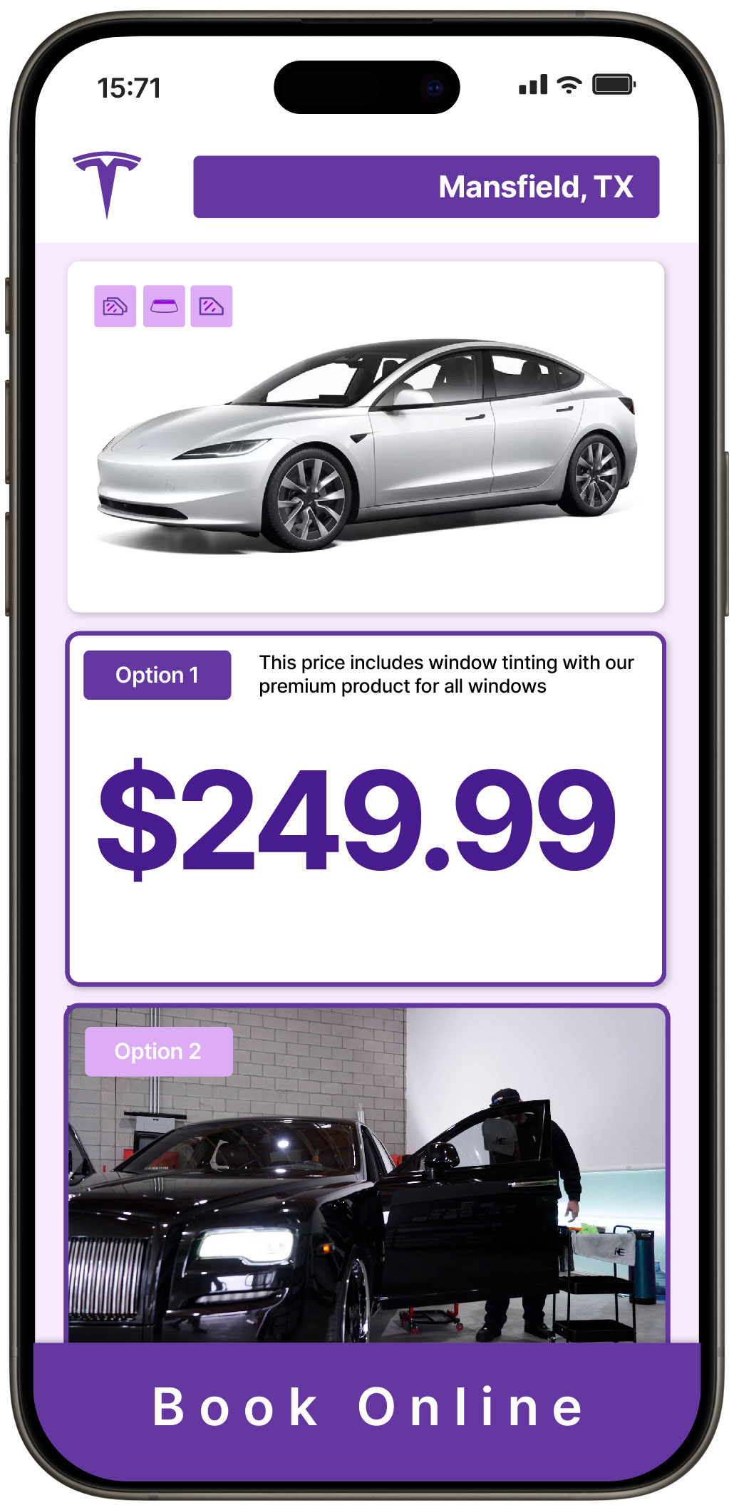 View Competitive Tesla Window Tinting Costs in Mansfield, Texas