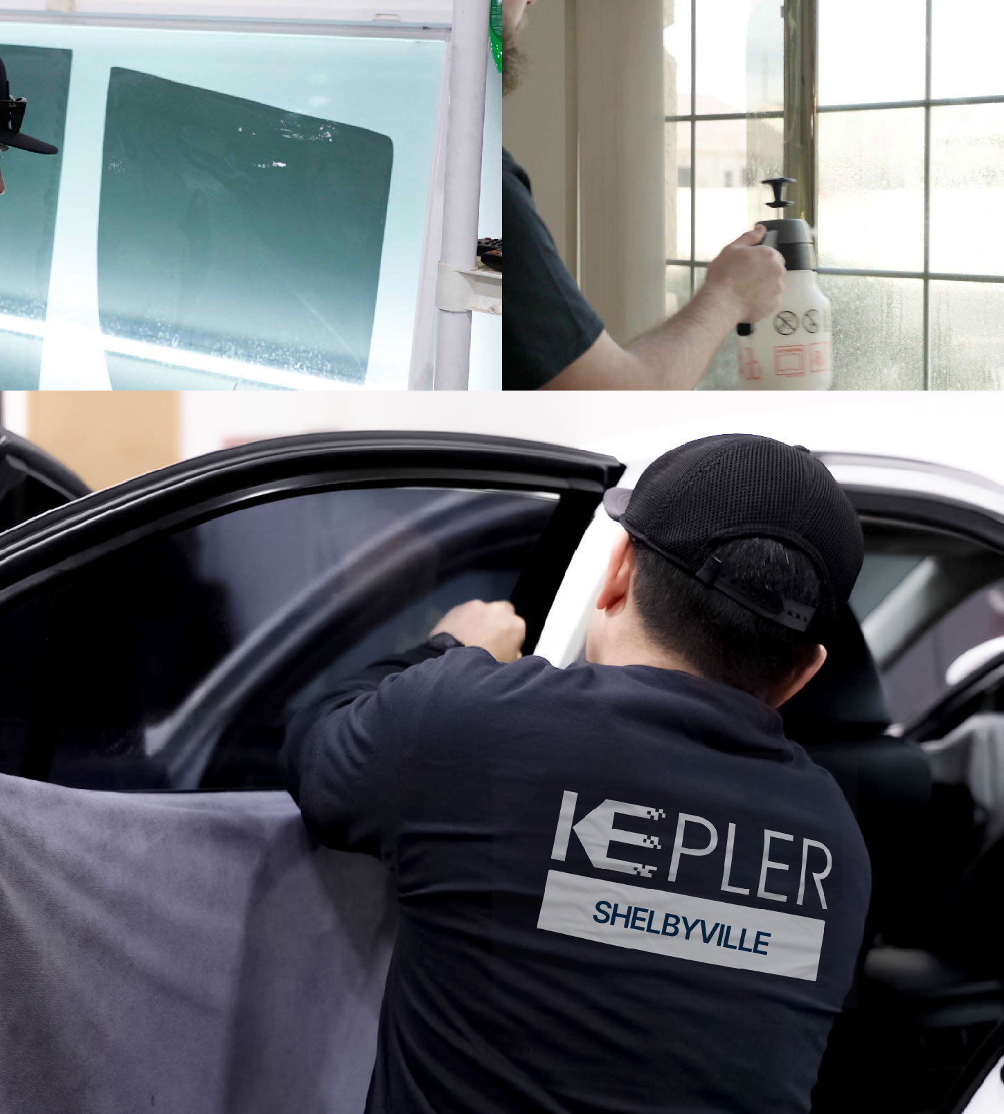 Automotive Window Tinting Expert Applying Film in Shelbyville, Indiana