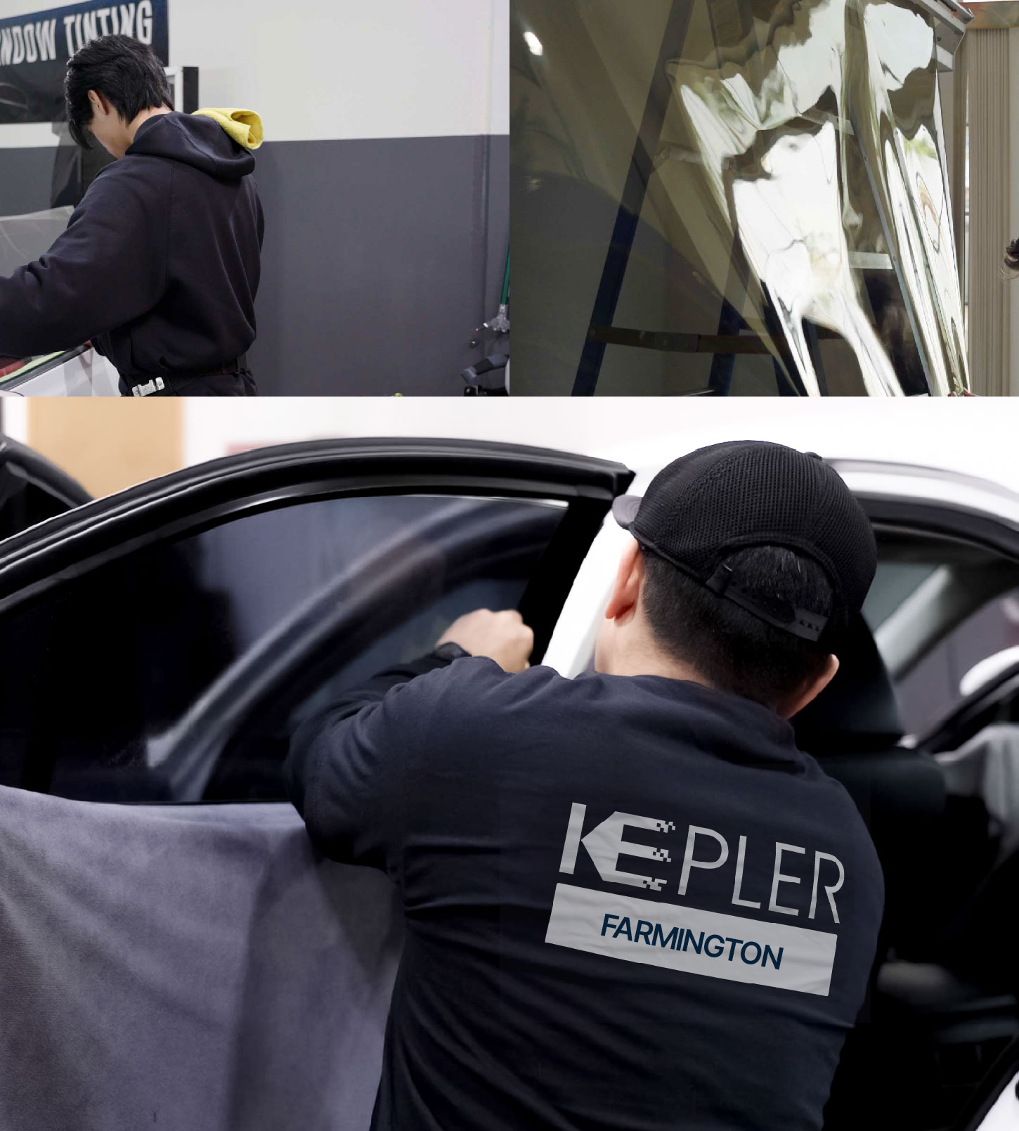 Automotive Window Tinting Expert Applying Film in Farmington, New Mexico