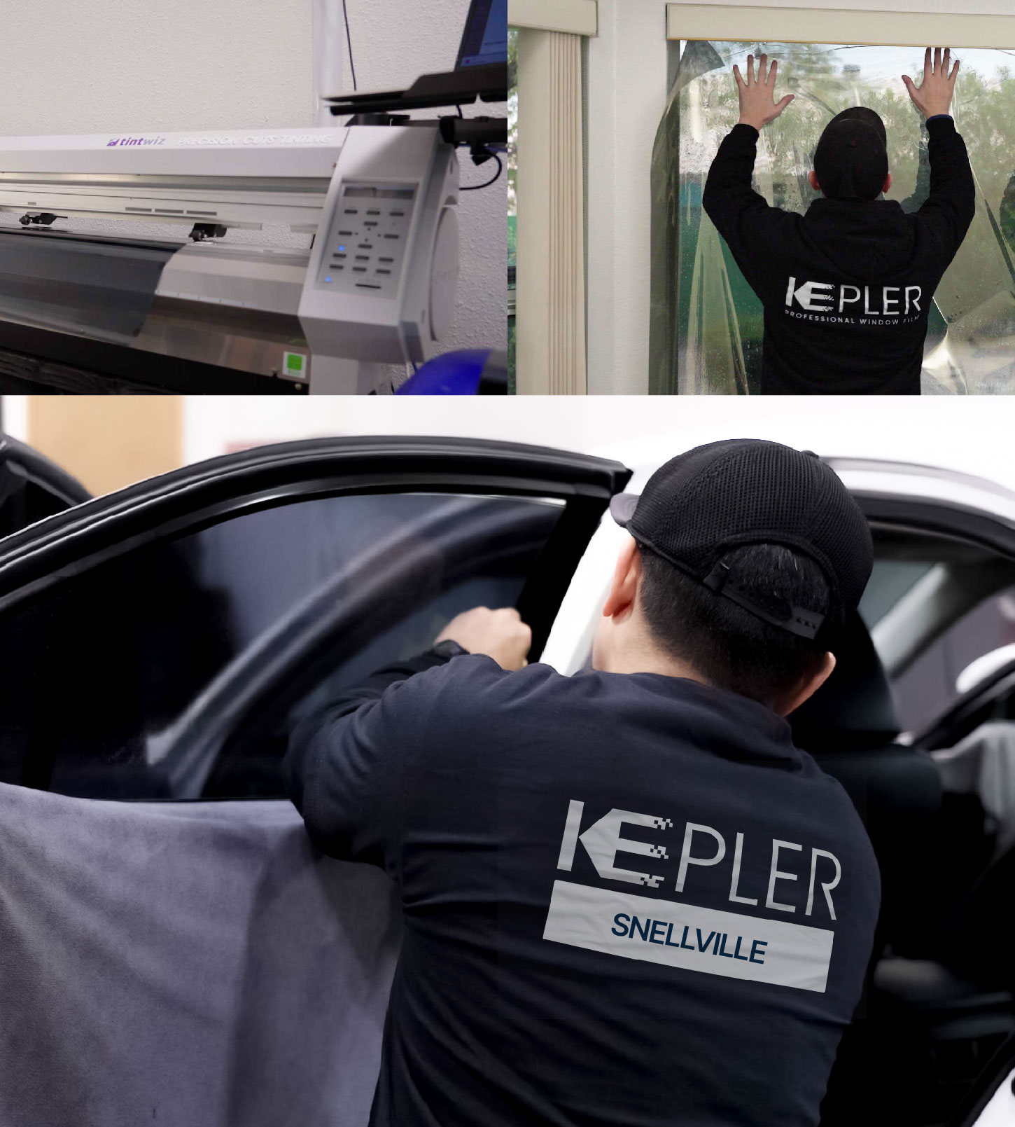 Automotive Window Tinting Expert Applying Film in Snellville, Georgia