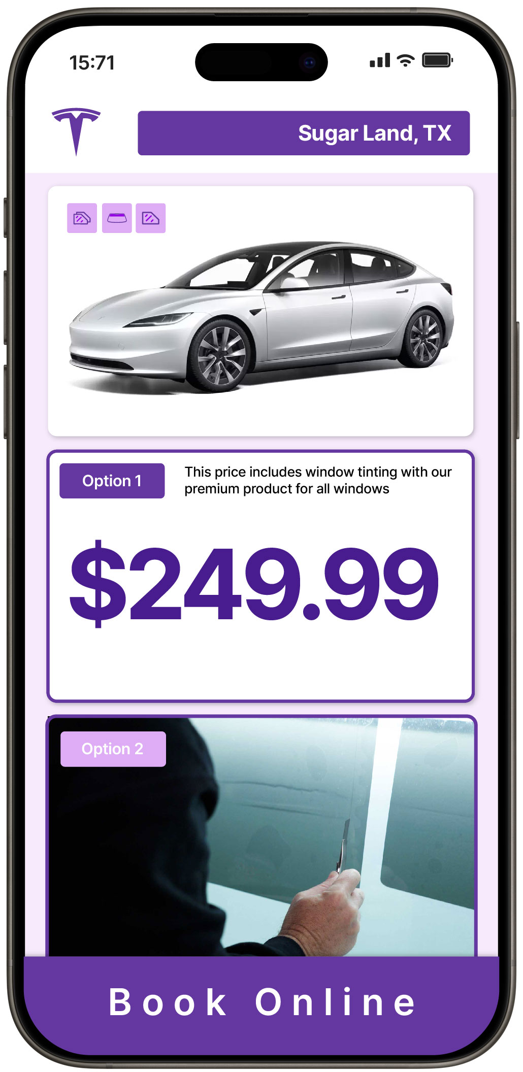 View Reasonable Tesla Window Tinting Prices in Sugar Land, Texas