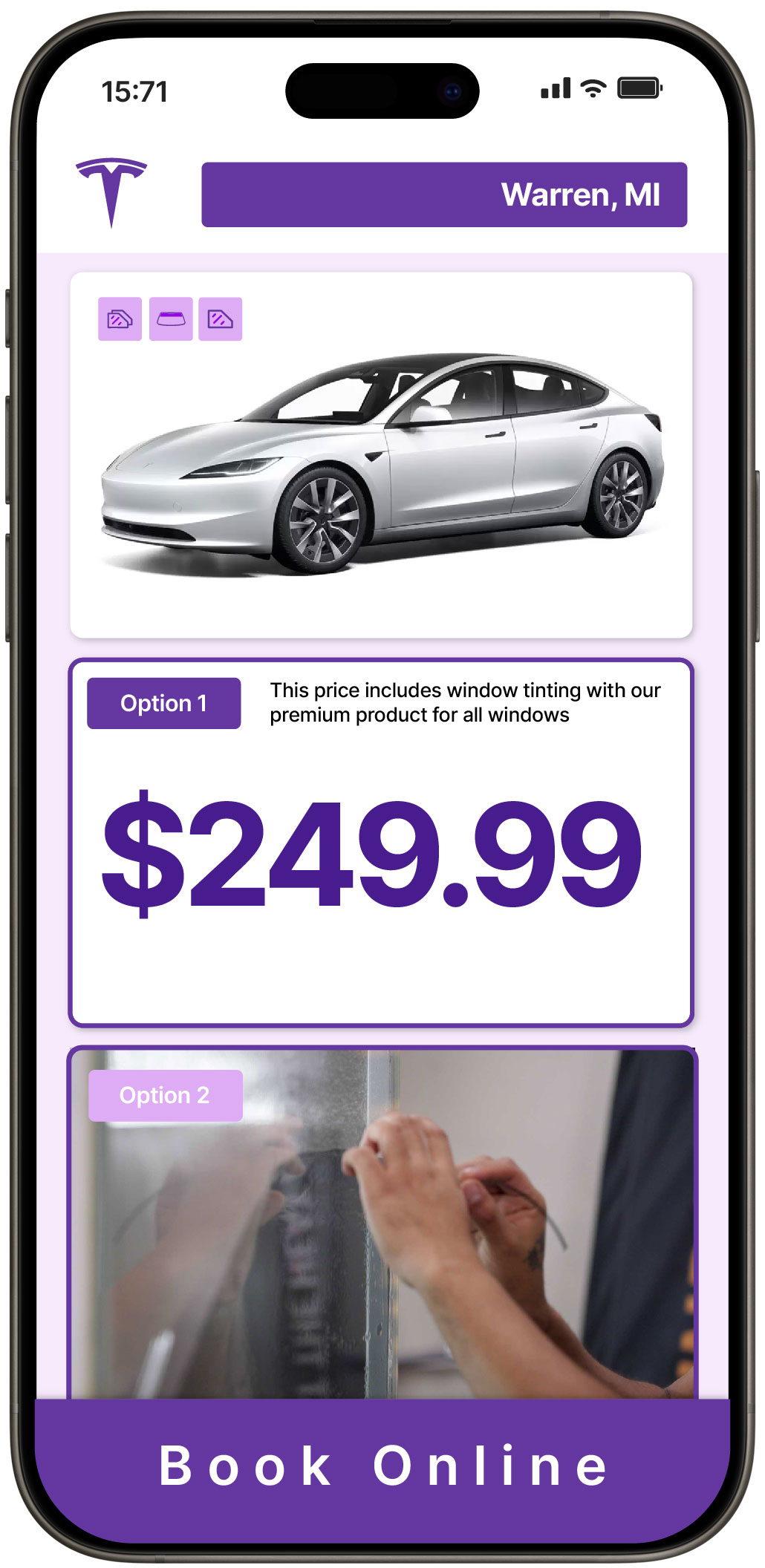 View Reasonable Tesla Window Tinting Rates in Warren, Michigan