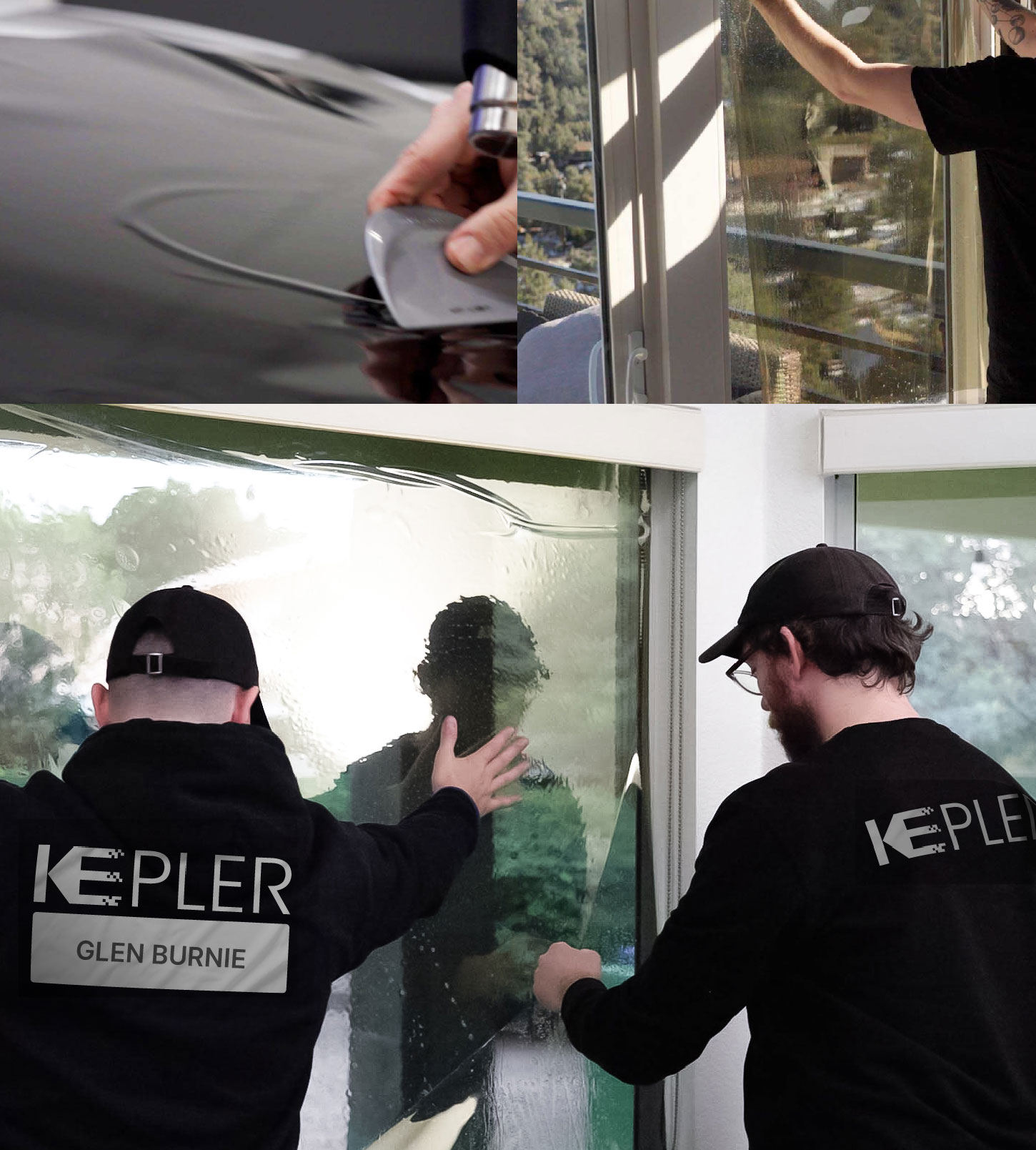 Kepler Technician Applying Ceramic Window Tint to Home in Glen Burnie