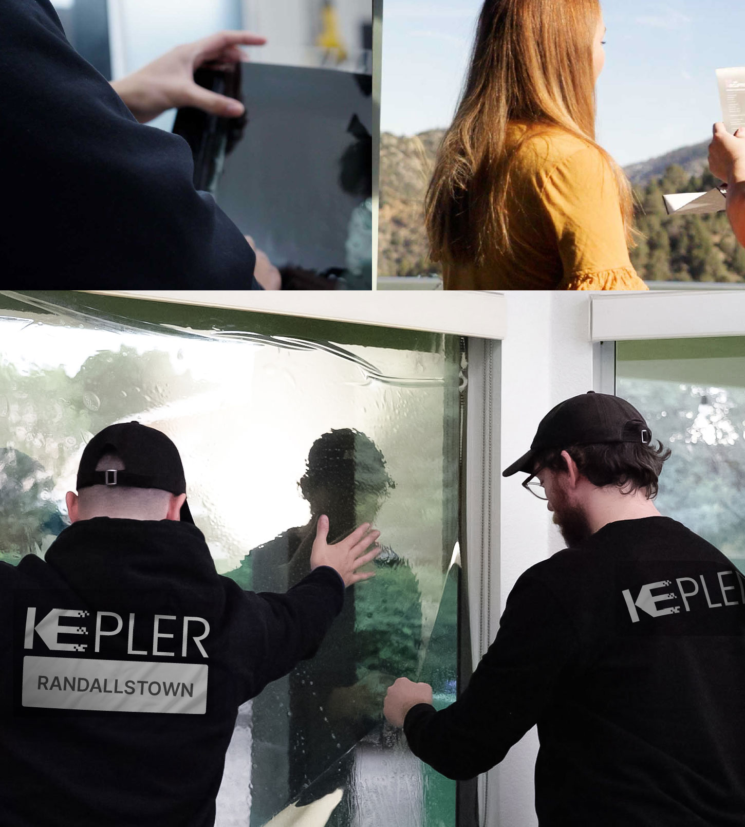 Expert Technician Applying Advanced Window Tint to Home in Randallstown