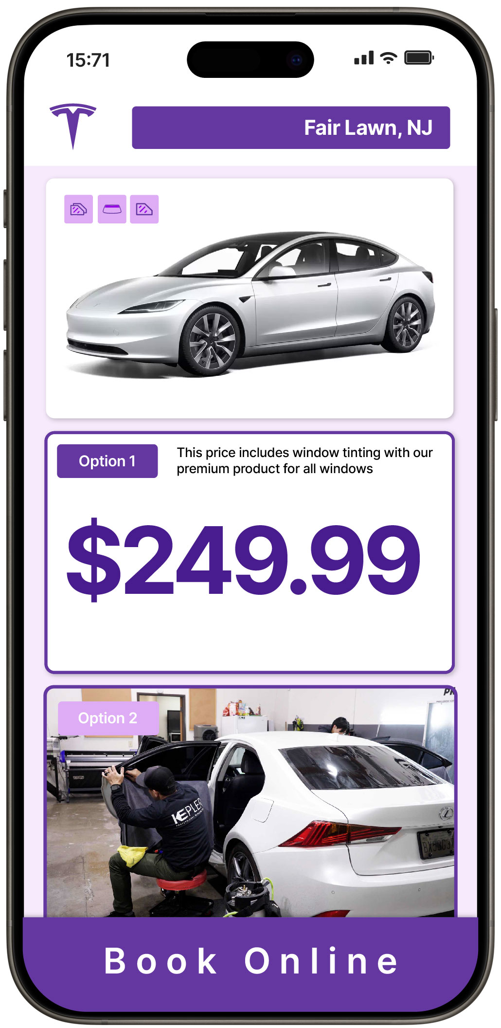 View Reasonable Tesla Window Tinting Costs in Fair Lawn, New Jersey