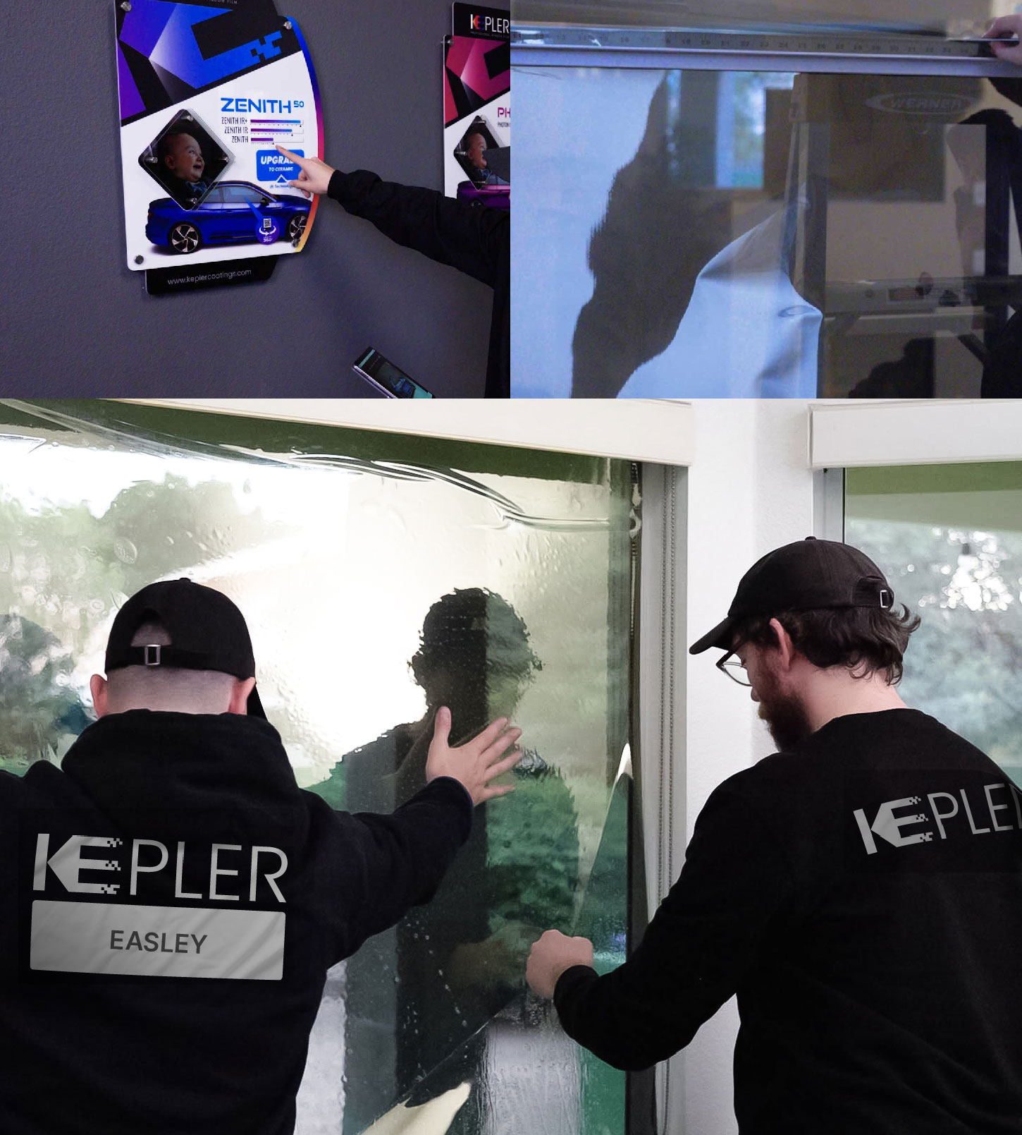 Kepler Technician Applying High-tech Window Tint to Home in Easley