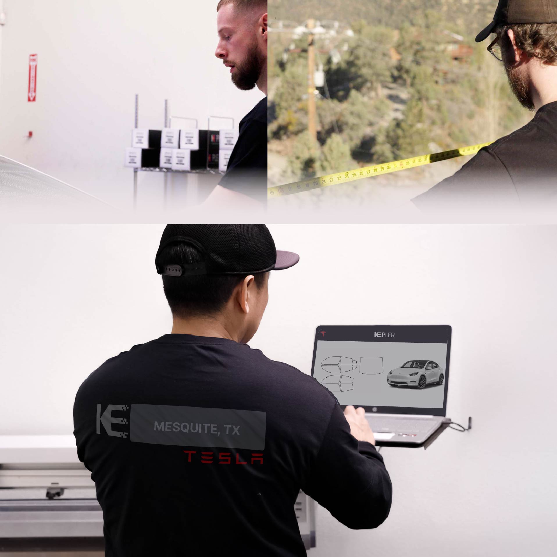 Kepler Technician Applying High-tech Window Tint to Tesla in Mesquite