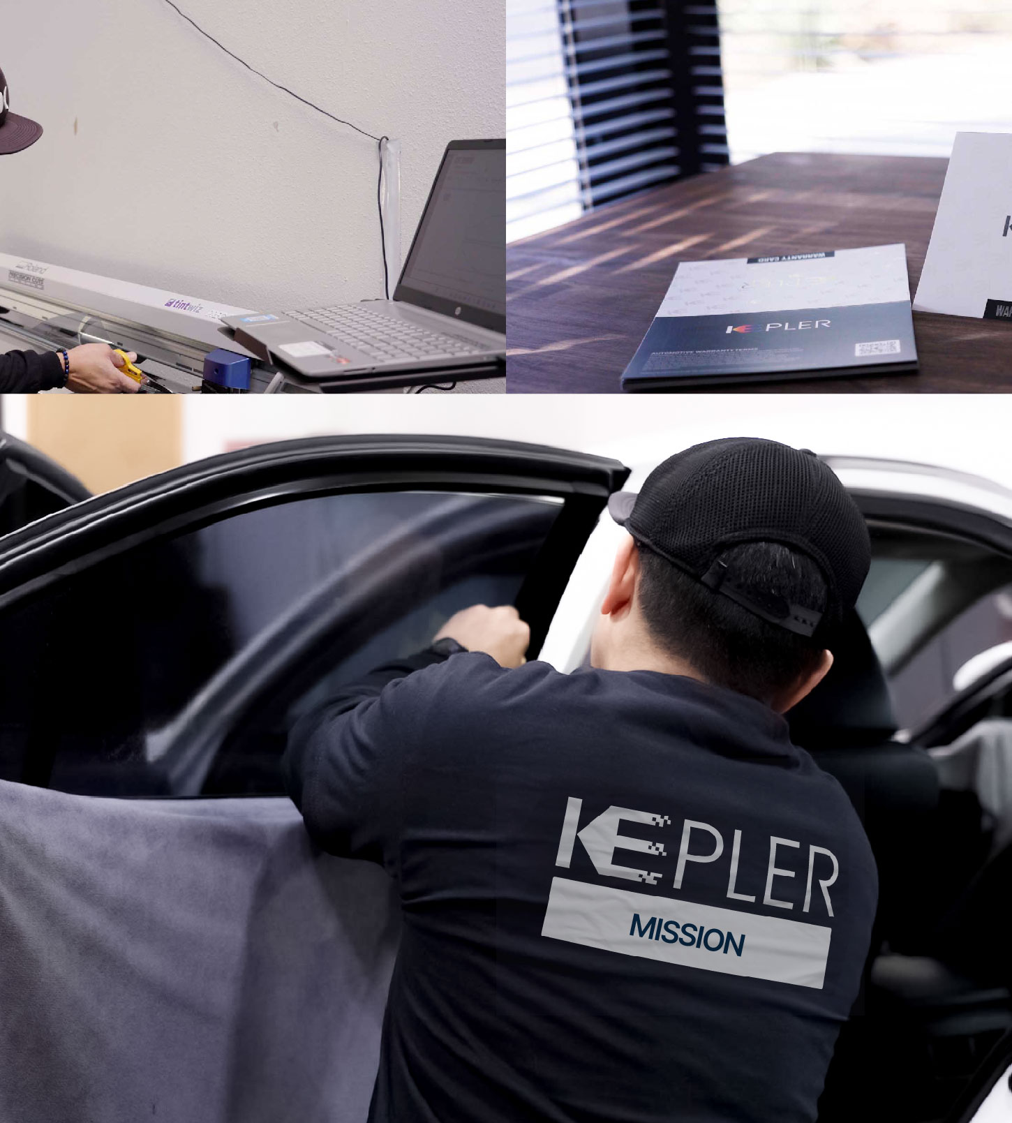 Automotive Window Tinting Expert Applying Film in Mission, Texas