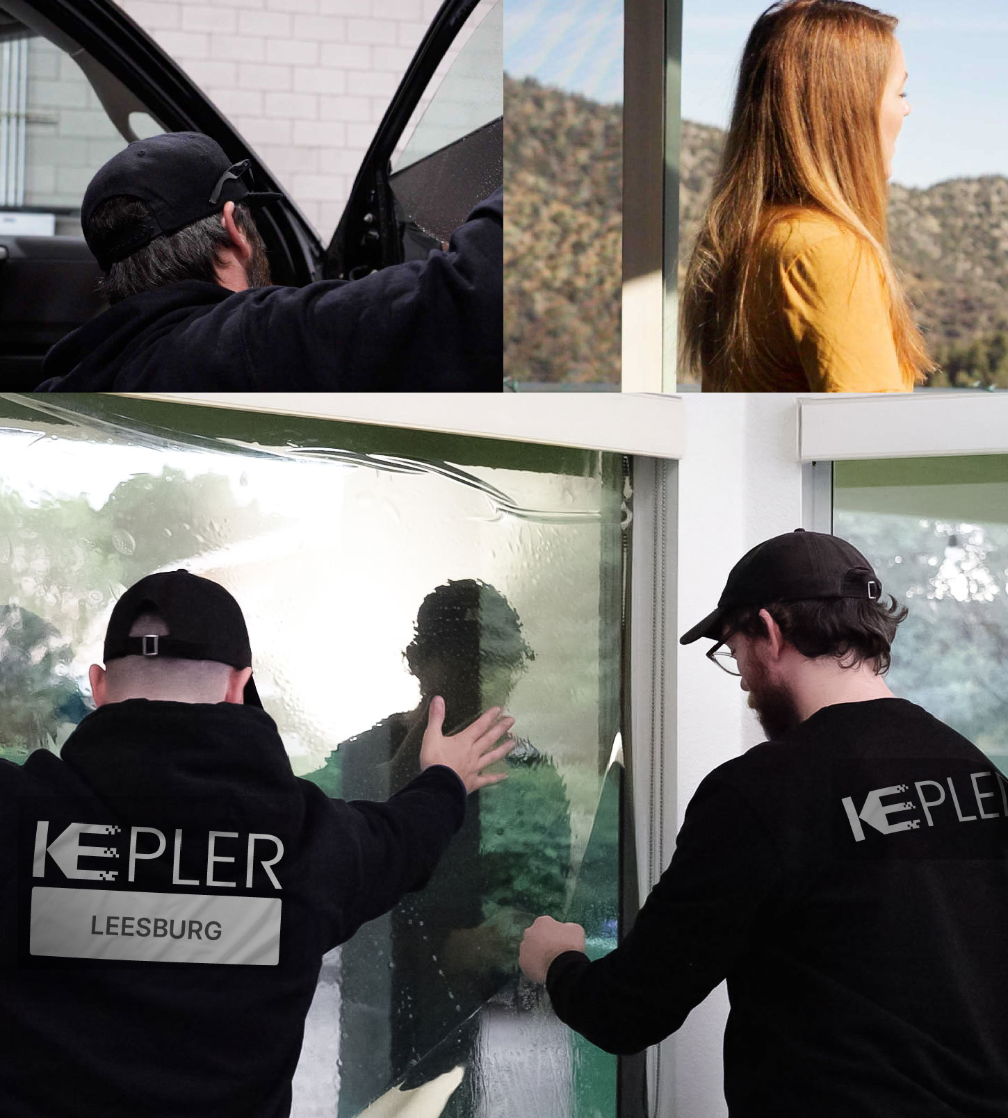 Expert Technician Fitting Advanced Window Tint to Home in Leesburg
