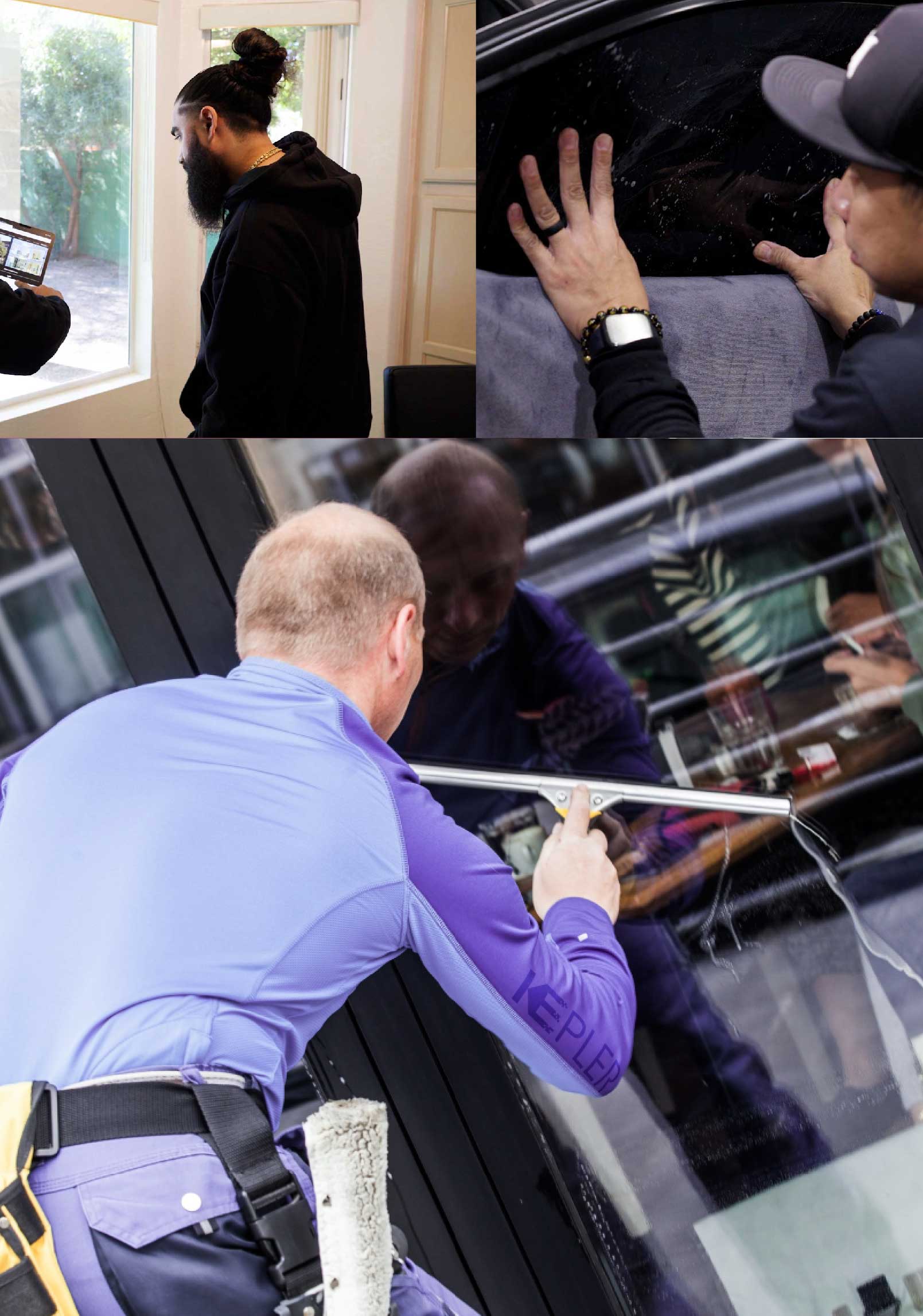 Kepler Professional Applying Anti-Graffiti Window Film to a Mebane Shop Front