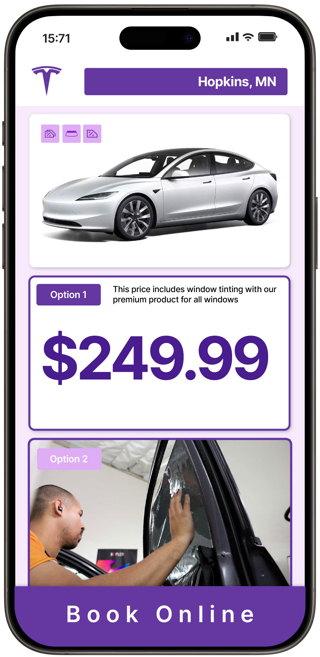 View Reasonable Tesla Window Tinting Prices in Hopkins, Minnesota