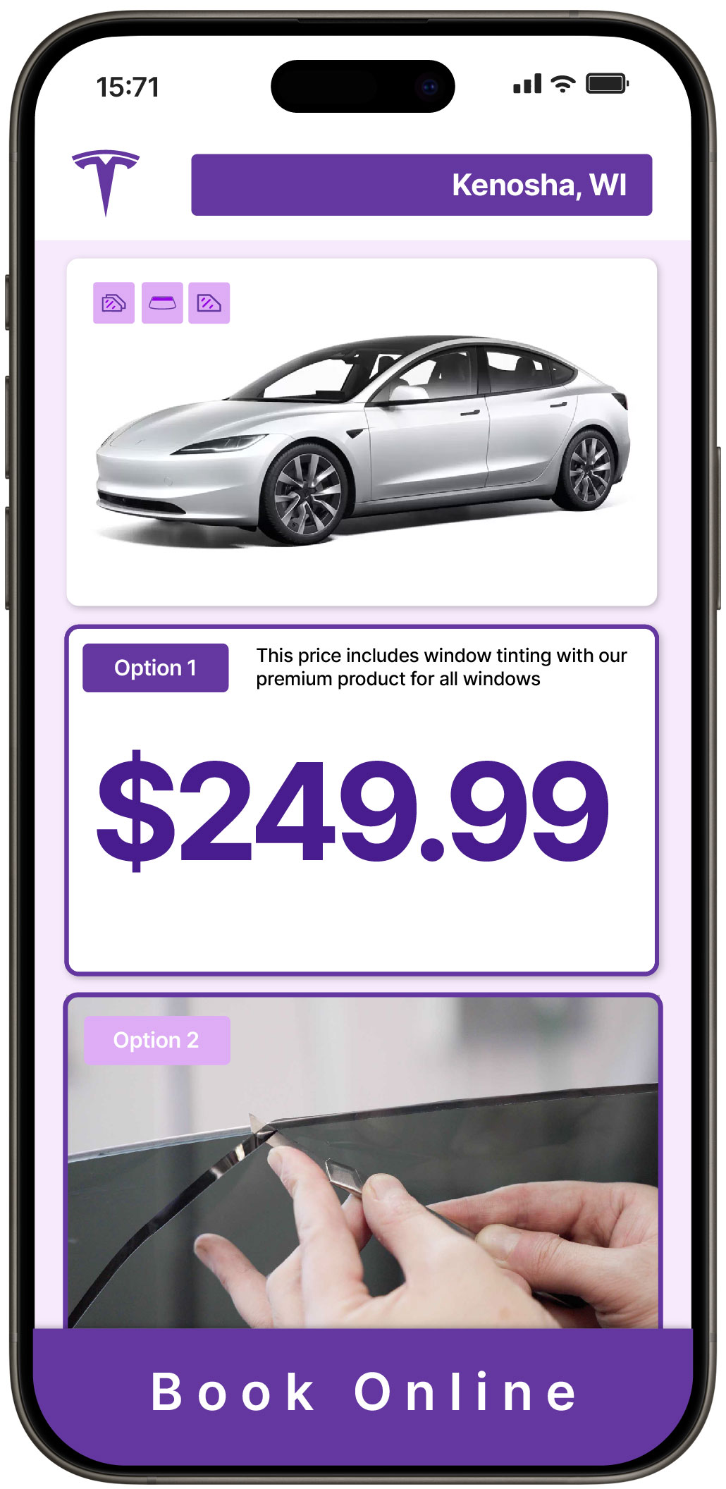 View Reasonable Tesla Window Tinting Costs in Kenosha, Wisconsin