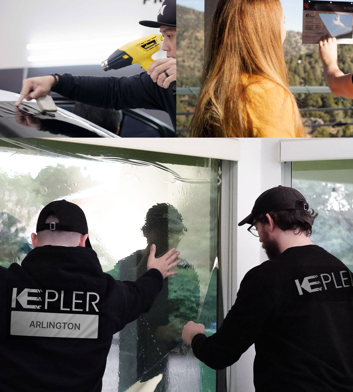Expert Technician Installing Advanced Window Tint to Home in Arlington