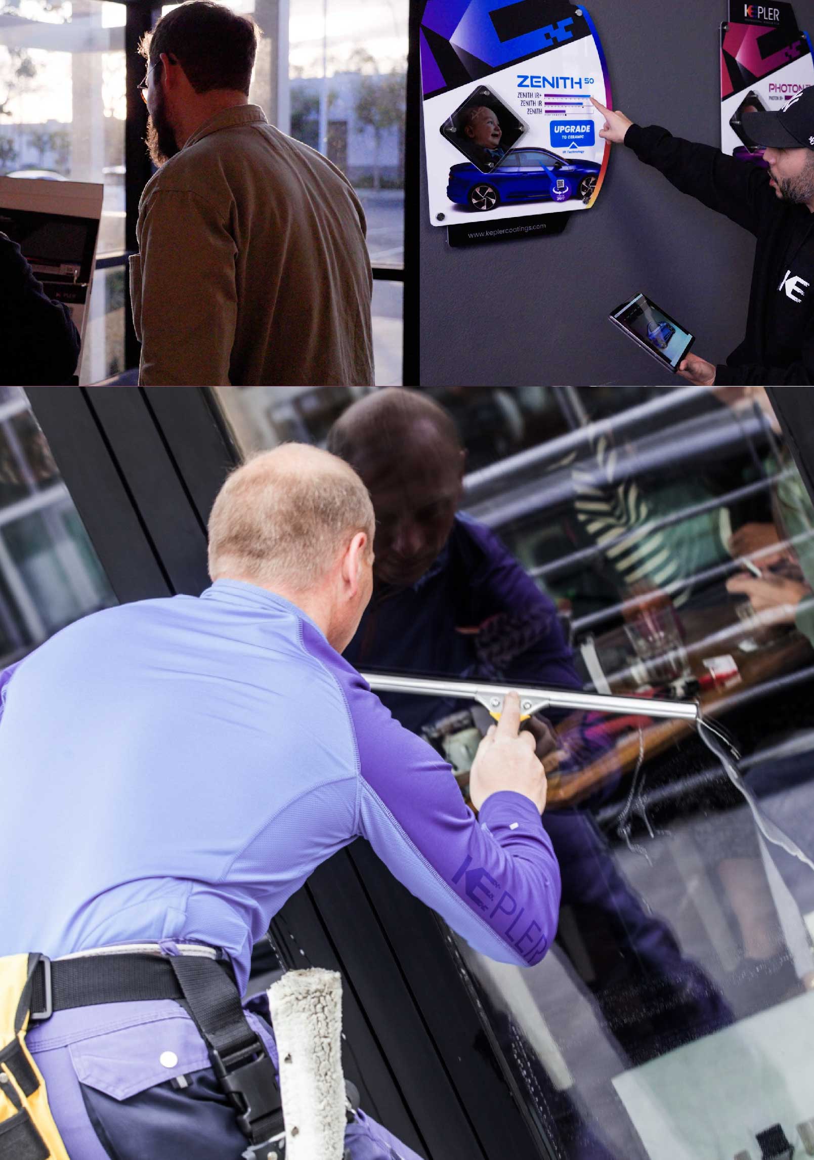 Kepler Professional Applying Anti-Graffiti Window Film to a Chester Shop Front