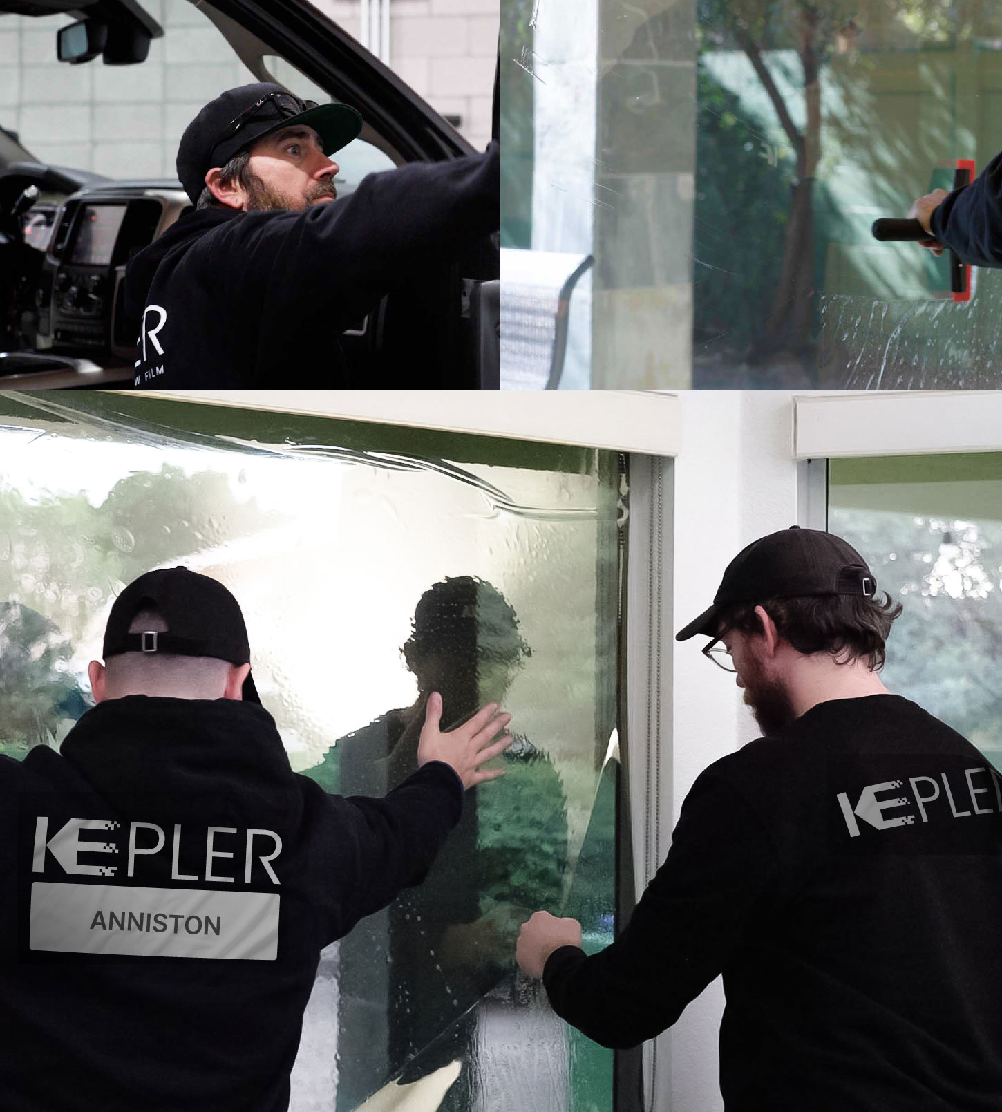 Expert Technician Installing High-tech Window Tint to Home in Anniston