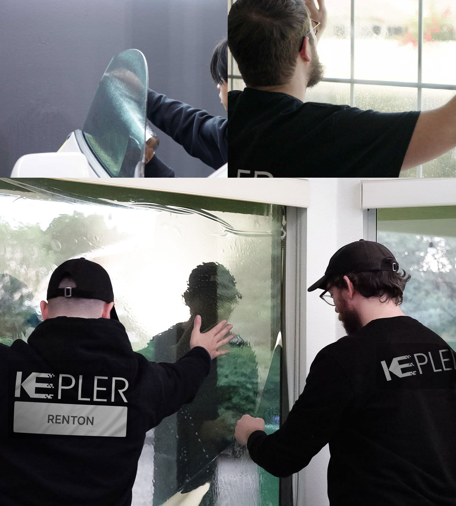 Expert Technician Applying Ceramic Window Tint to Home in Renton