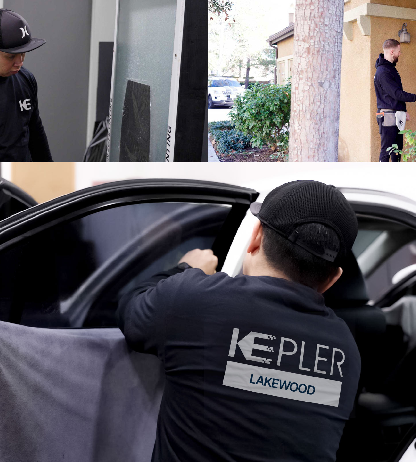 Automotive Window Tinting Expert Applying Film in Lakewood, New Jersey