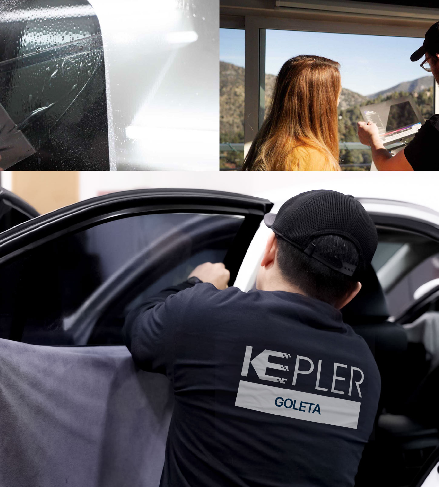 Automotive Window Tinting Expert Applying Film in Goleta, California