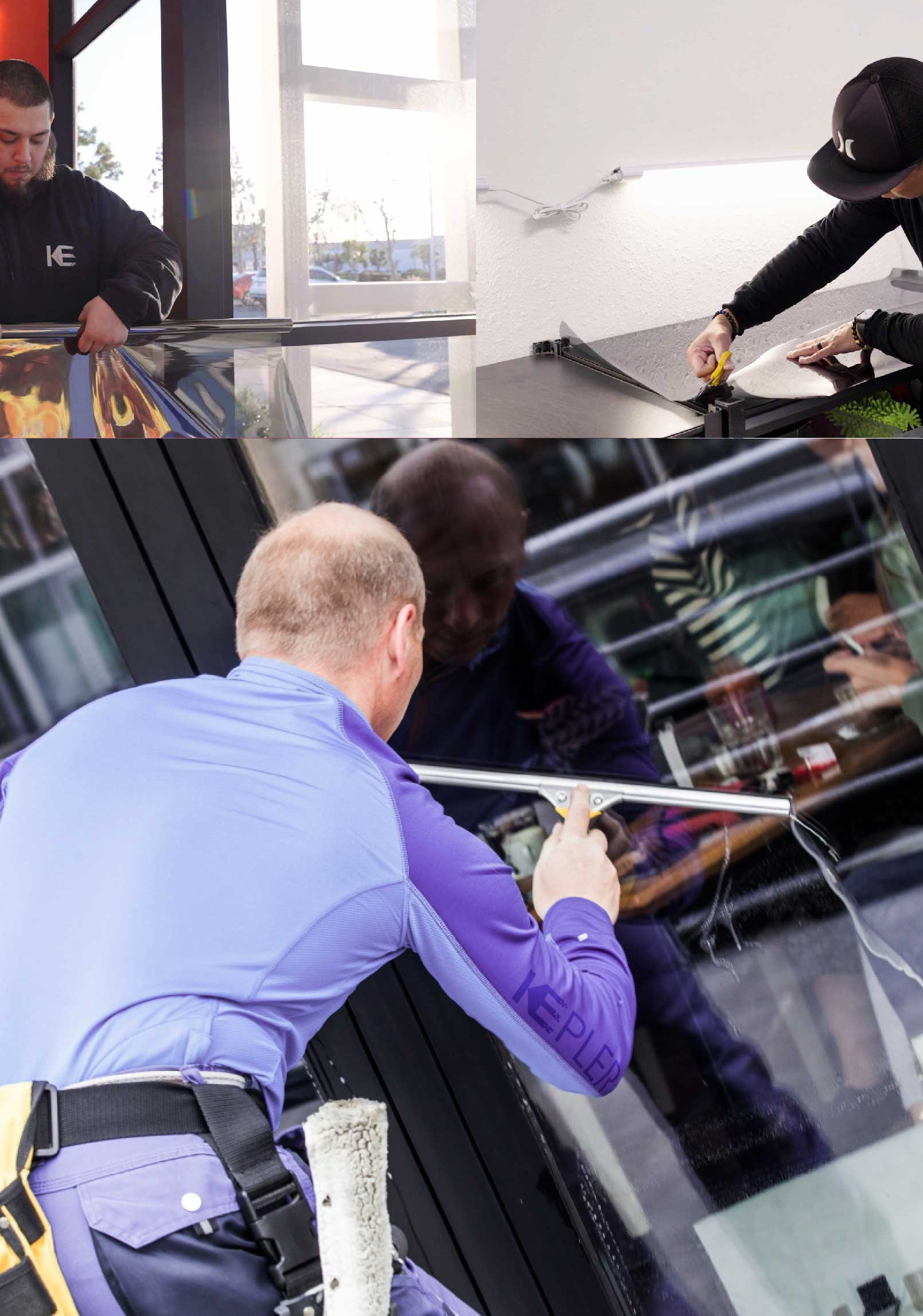 Kepler Skilled Applying Anti-Graffiti Window Film to a Glendale Shop Front