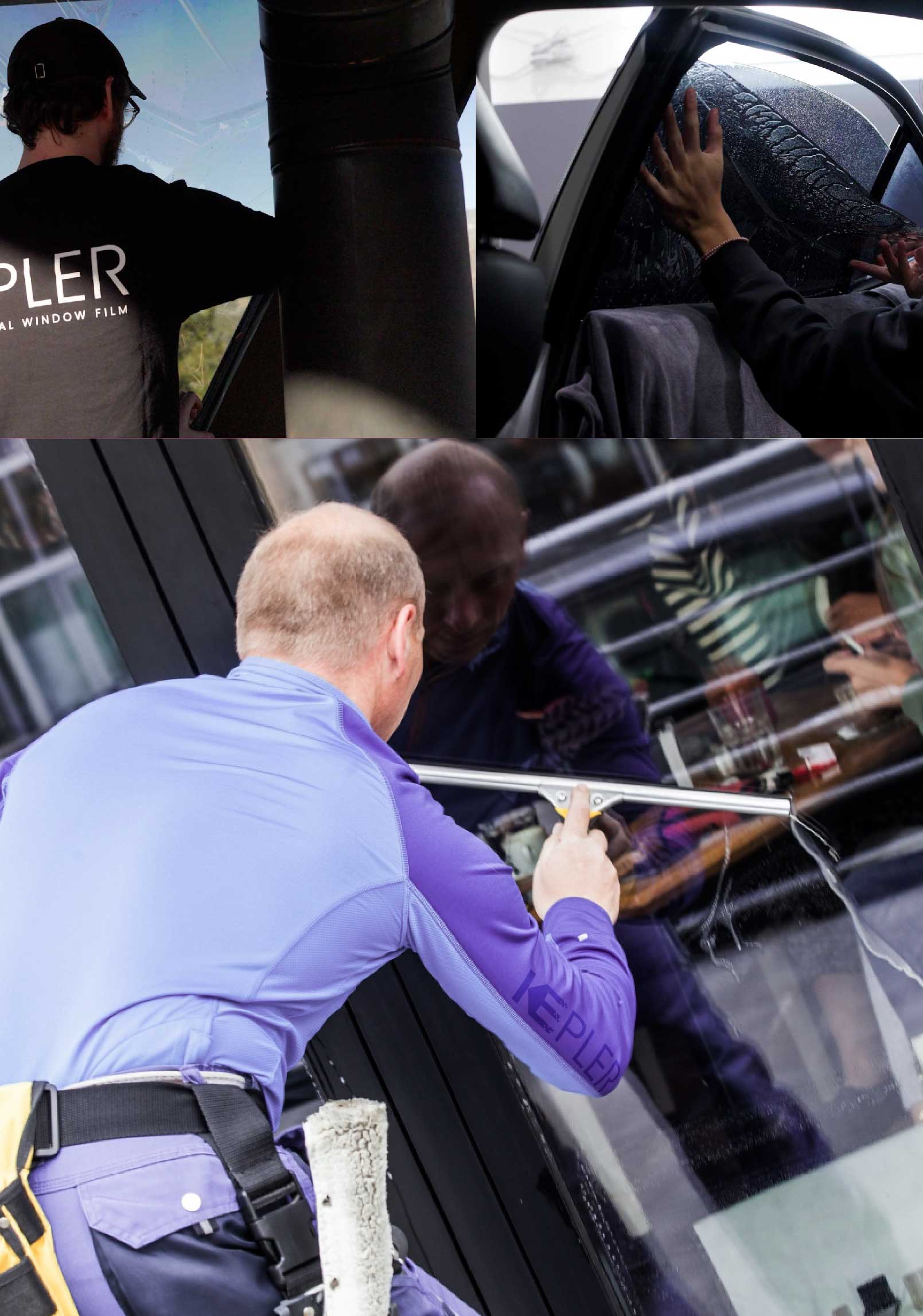 Kepler Skilled Applying Anti-Graffiti Window Film to a Johnson City Shop Front