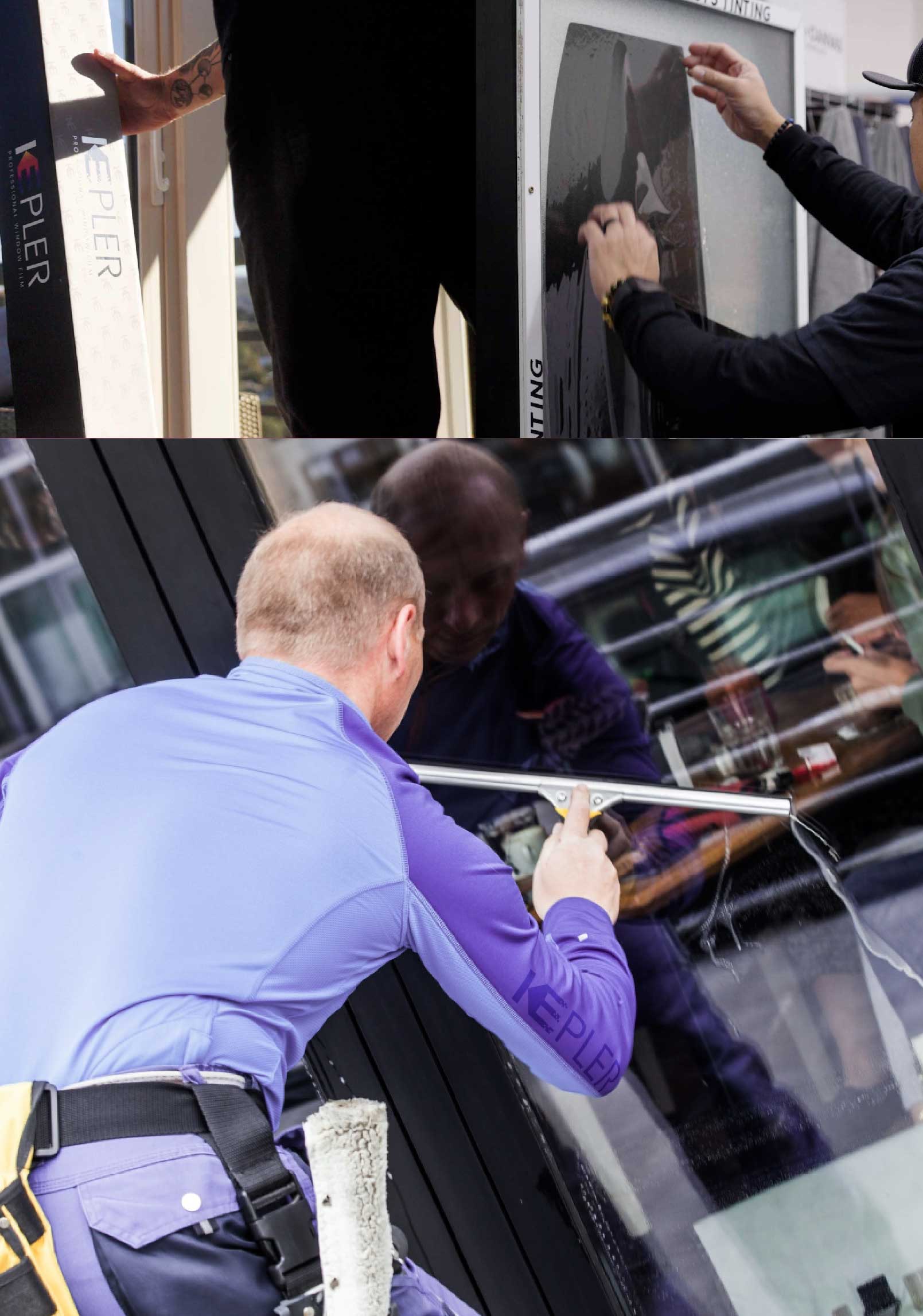 Kepler Skilled Applying Anti-Graffiti Window Film to a Sun Prairie Shop Front