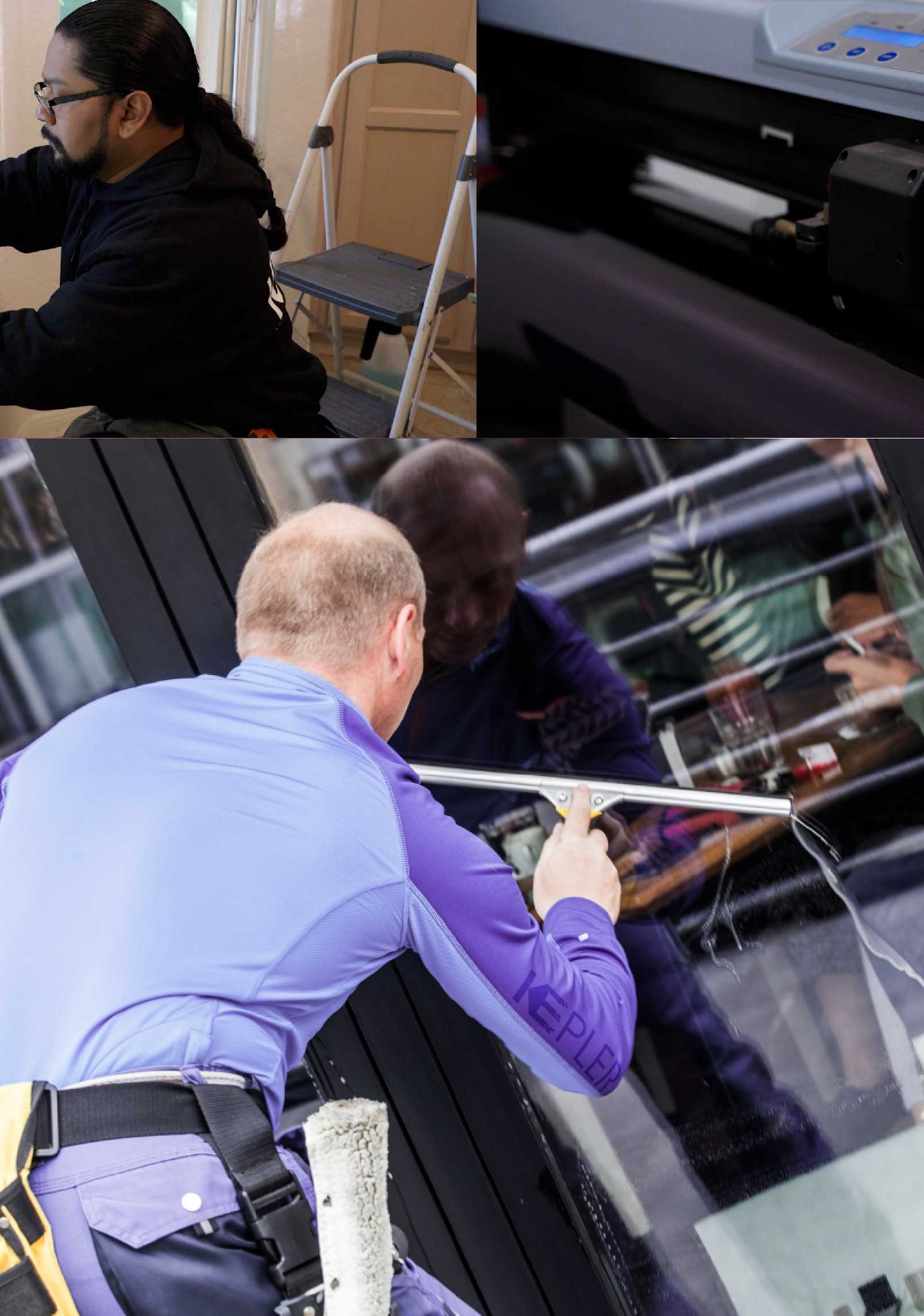 Kepler Professional Applying Anti-Graffiti Window Film to a North Royalton Shop Front