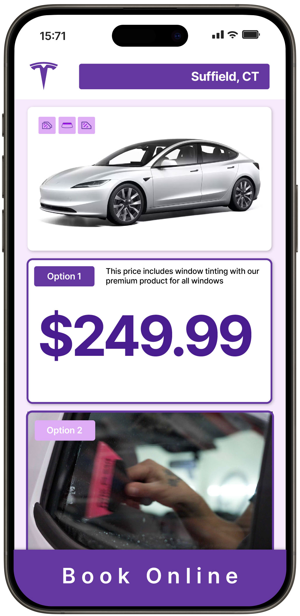 View Affordable Tesla Window Tinting Prices in Suffield, Connecticut
