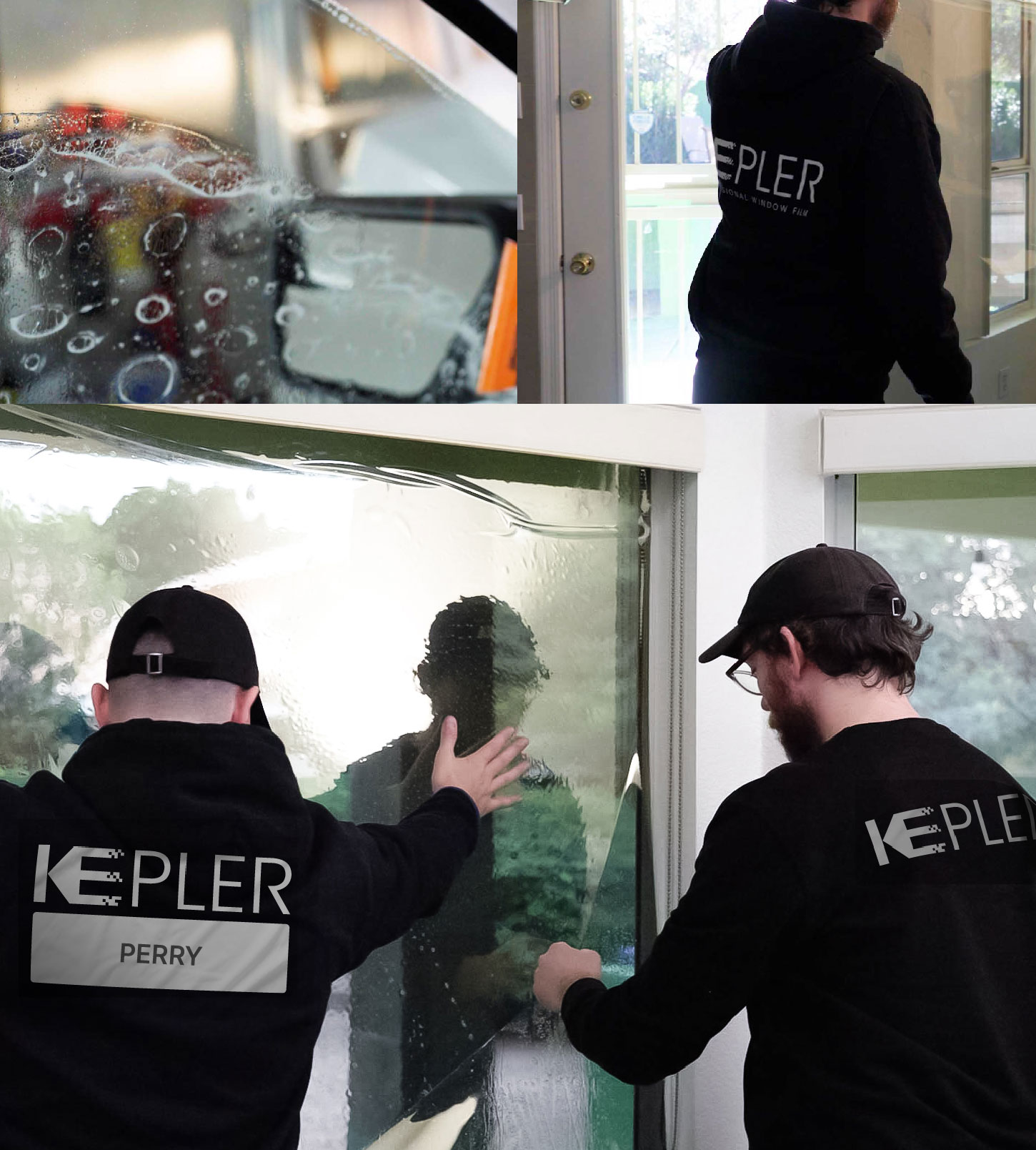Kepler Technician Applying Advanced Window Tint to Home in Perry