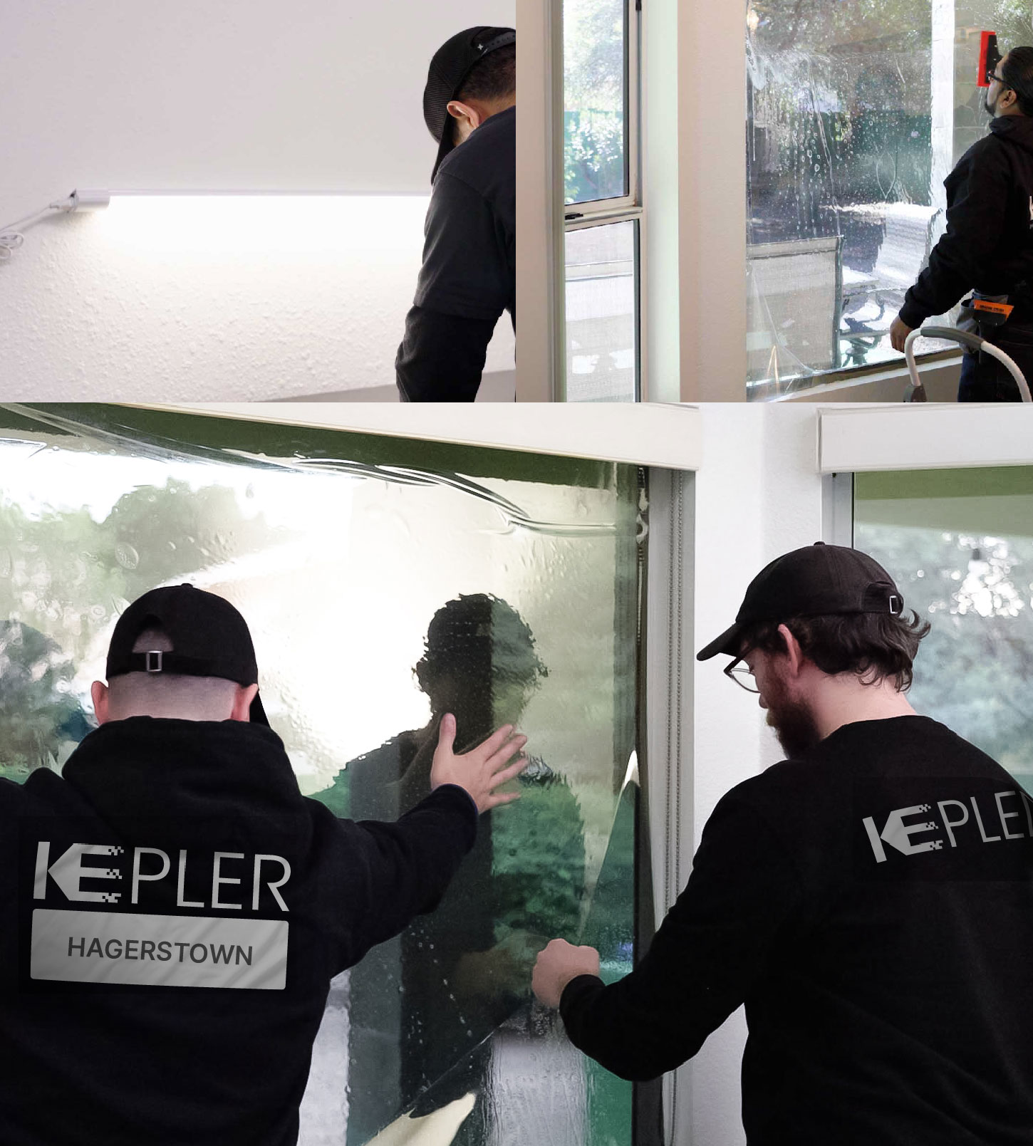 Kepler Technician Applying Advanced Window Tint to Home in Hagerstown