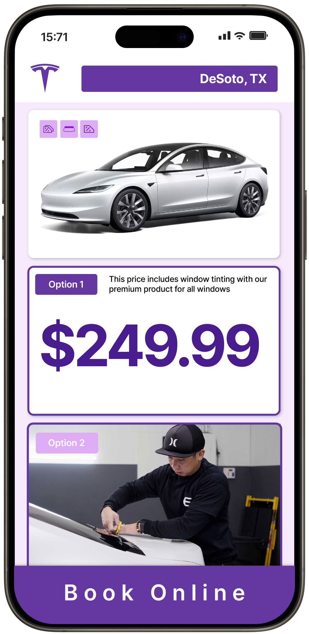 View Reasonable Tesla Window Tinting Rates in DeSoto, Texas