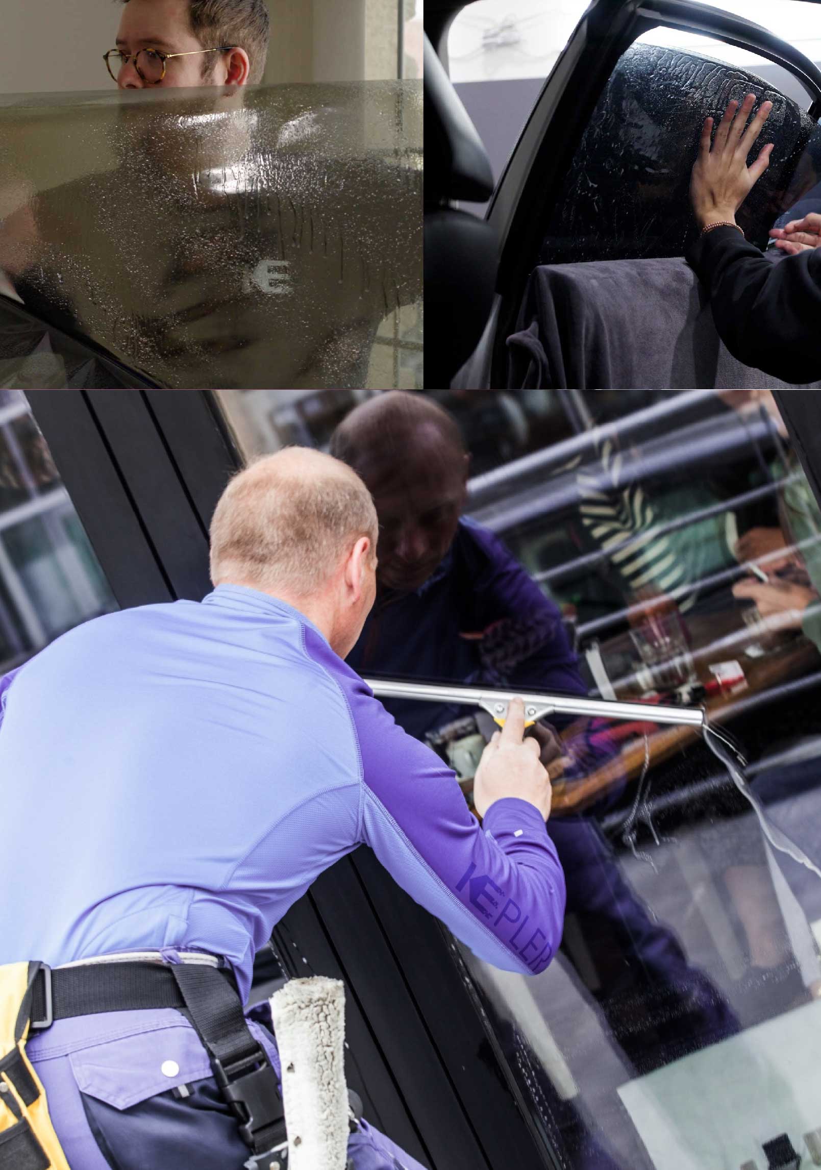 Kepler Skilled Applying Anti-Graffiti Window Film to a Wayne Shop Front