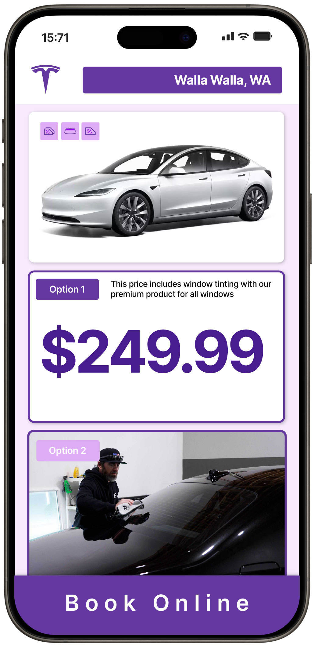 View Affordable Tesla Window Tinting Rates in Walla Walla, Washington