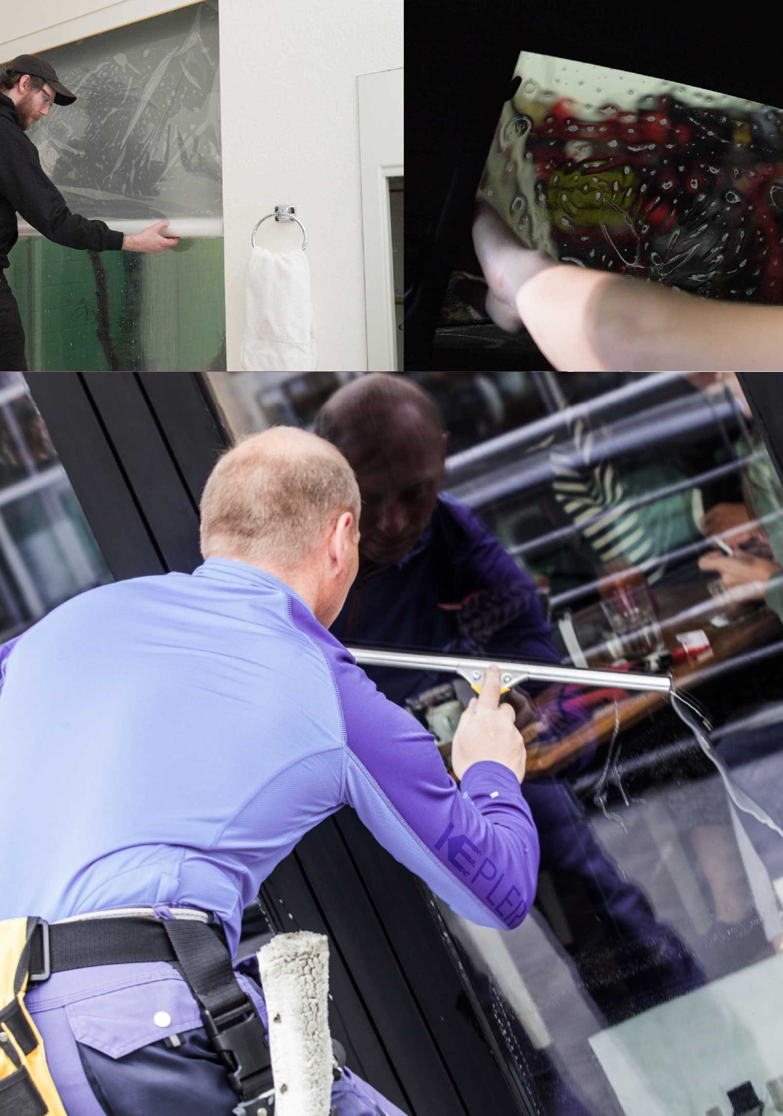 Kepler Professional Applying Anti-Graffiti Window Film to a Gallup Shop Front
