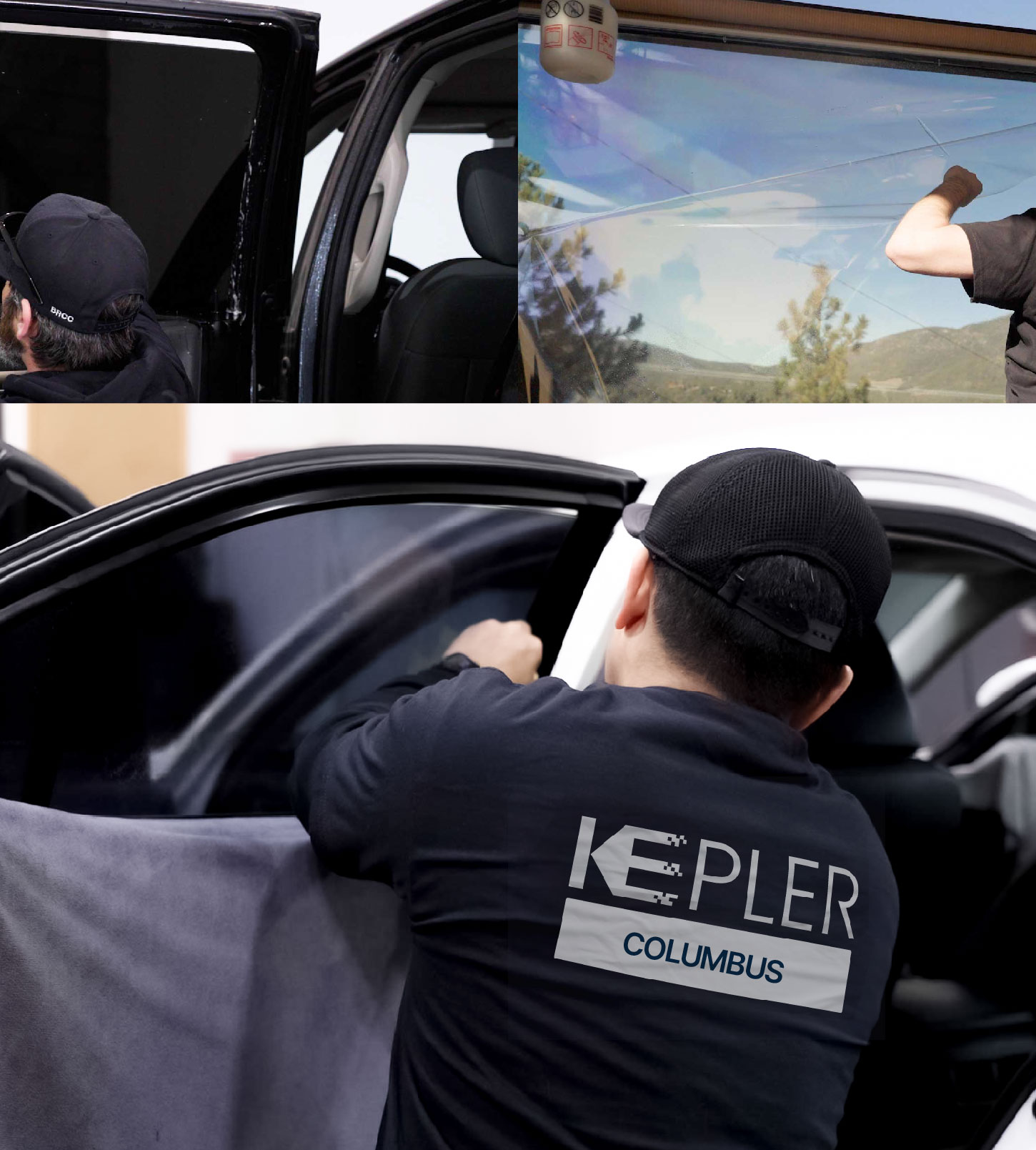 Automotive Window Tinting Expert Applying Film in Columbus, Nebraska