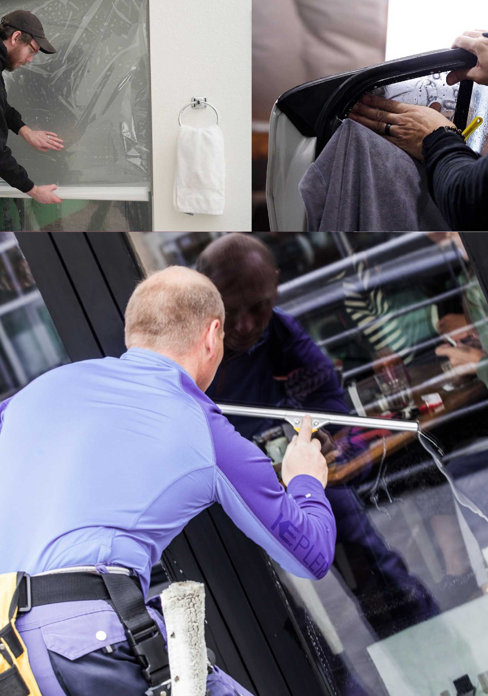 Kepler Expert Applying Anti-Graffiti Window Film to a Medford Shop Front