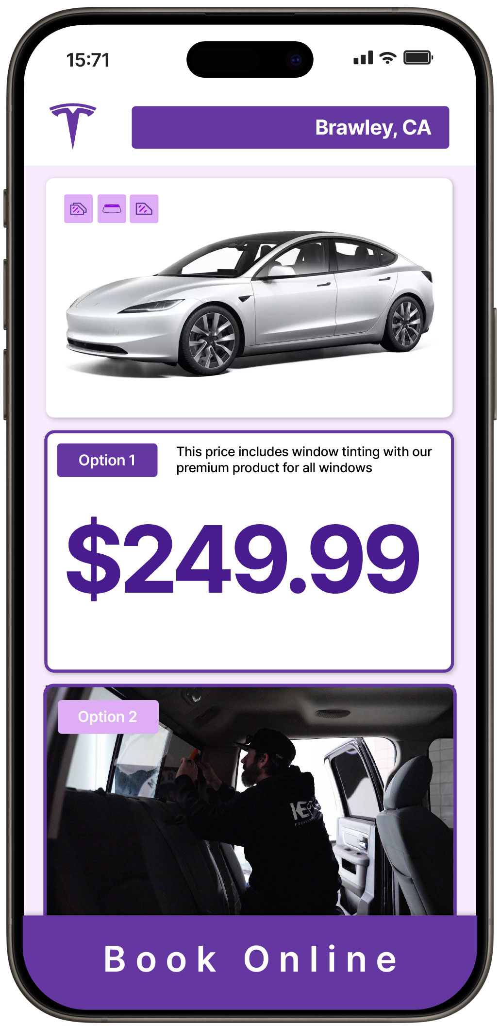 View Competitive Tesla Window Tinting Rates in Brawley, California