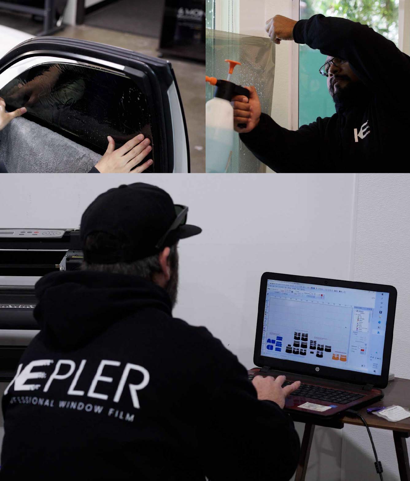 Ceramic Window Tinting Expert Cutting Film in Gibsonton, Florida