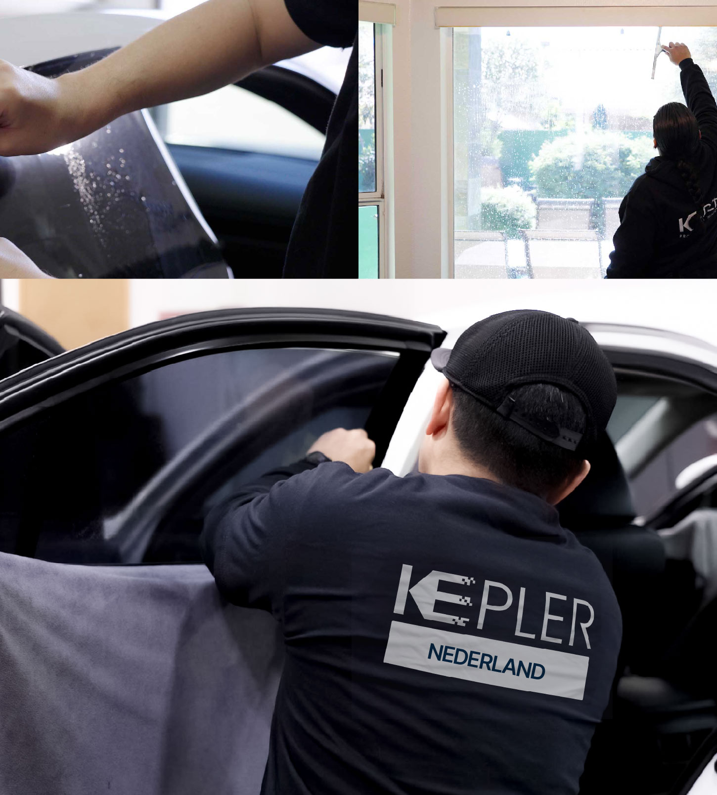 Automotive Window Tinting Expert Applying Film in Nederland, Texas