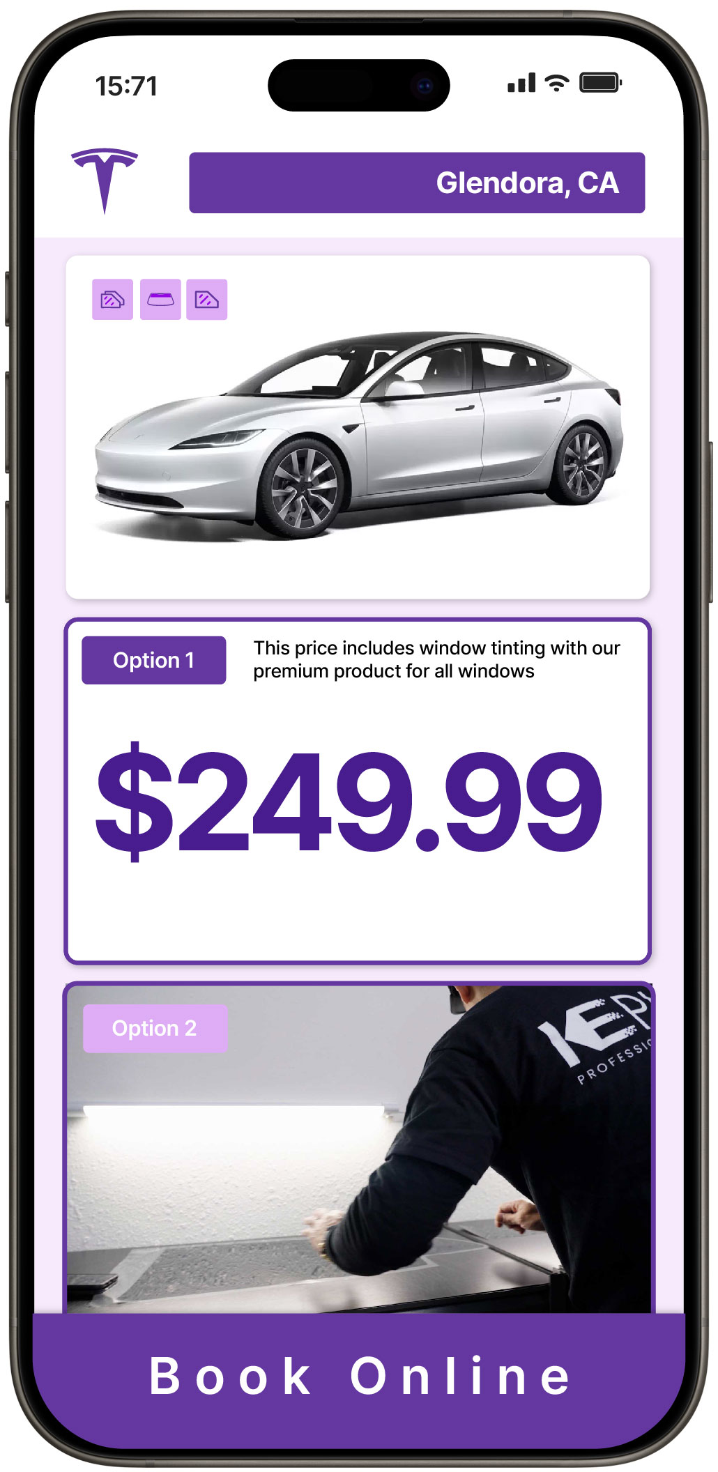 View Affordable Tesla Window Tinting Rates in Glendora, California