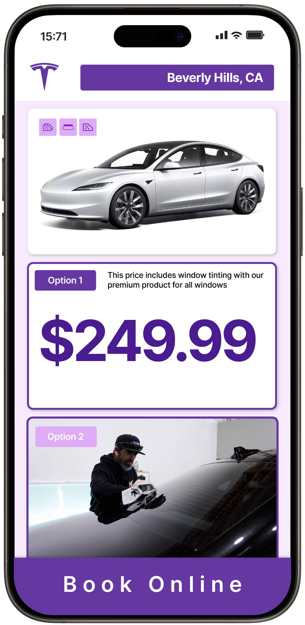 View Reasonable Tesla Window Tinting Prices in Beverly Hills, California